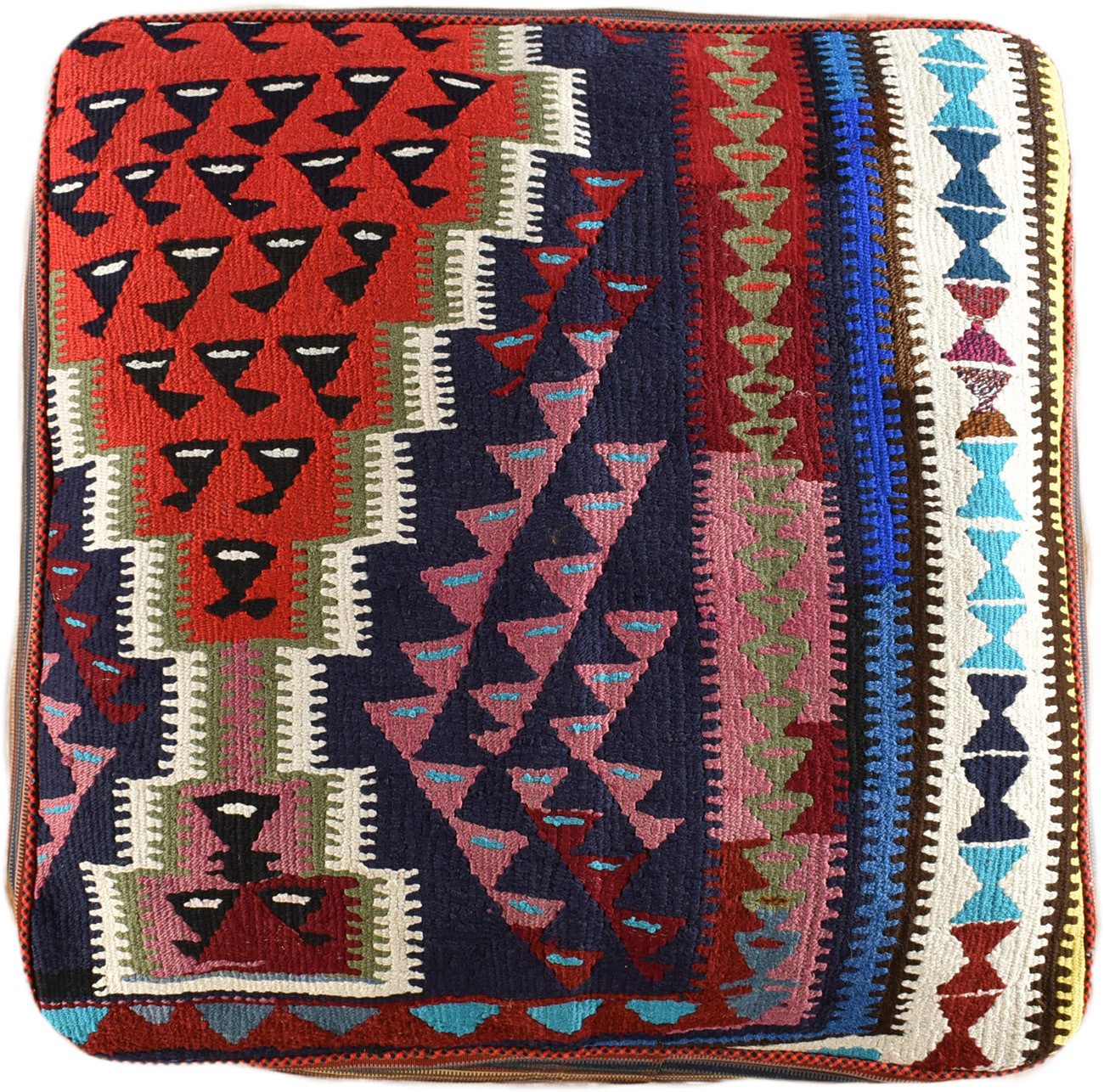 KUHFELL online & NOMAD Pouf ORIENT KELIM POUF SITZKISSEN BODENKISSEN FUßHOCKER 80 x 80 x 30 cm