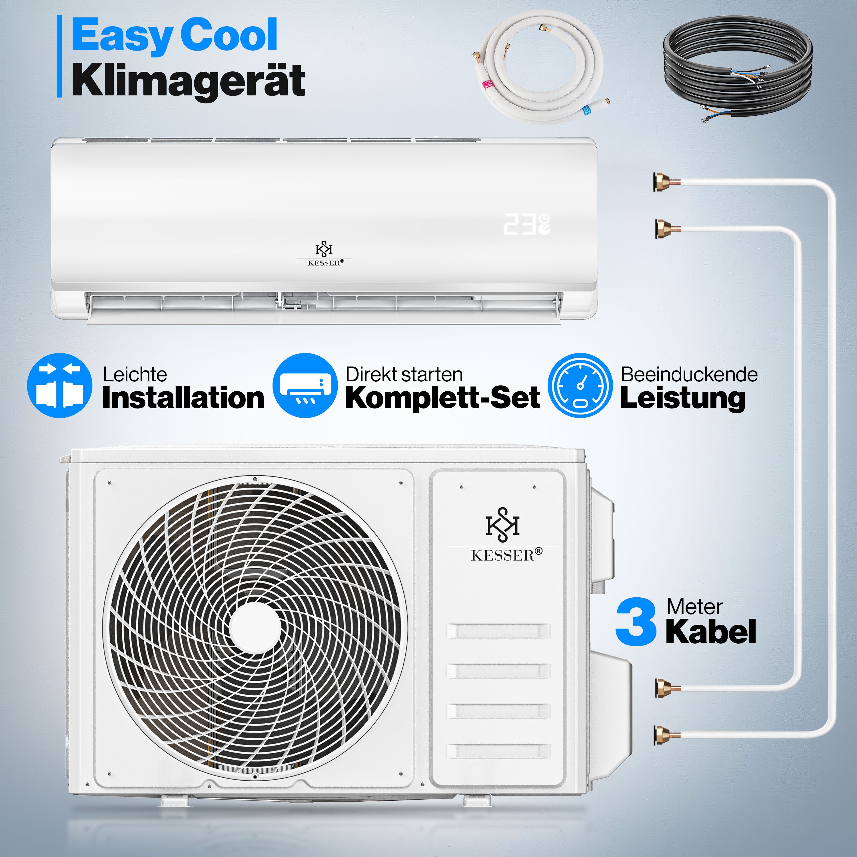KESSER Split-Klimagerät Klimaanlage Set Split - mit WiFi/App Funktion Klima günstig online kaufen