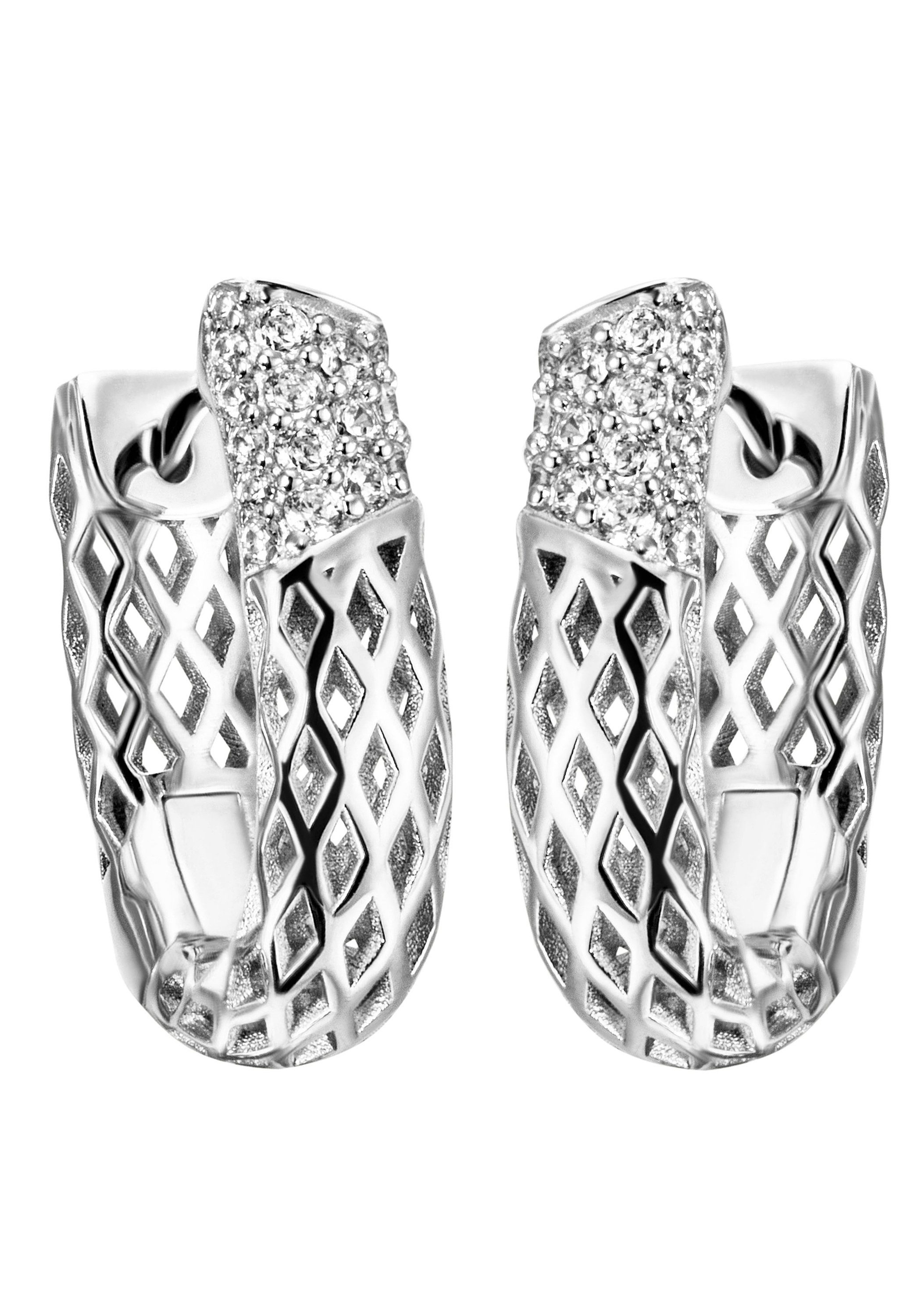 JOBO Paar Creolen Ohrringe mit 32 Zirkon...