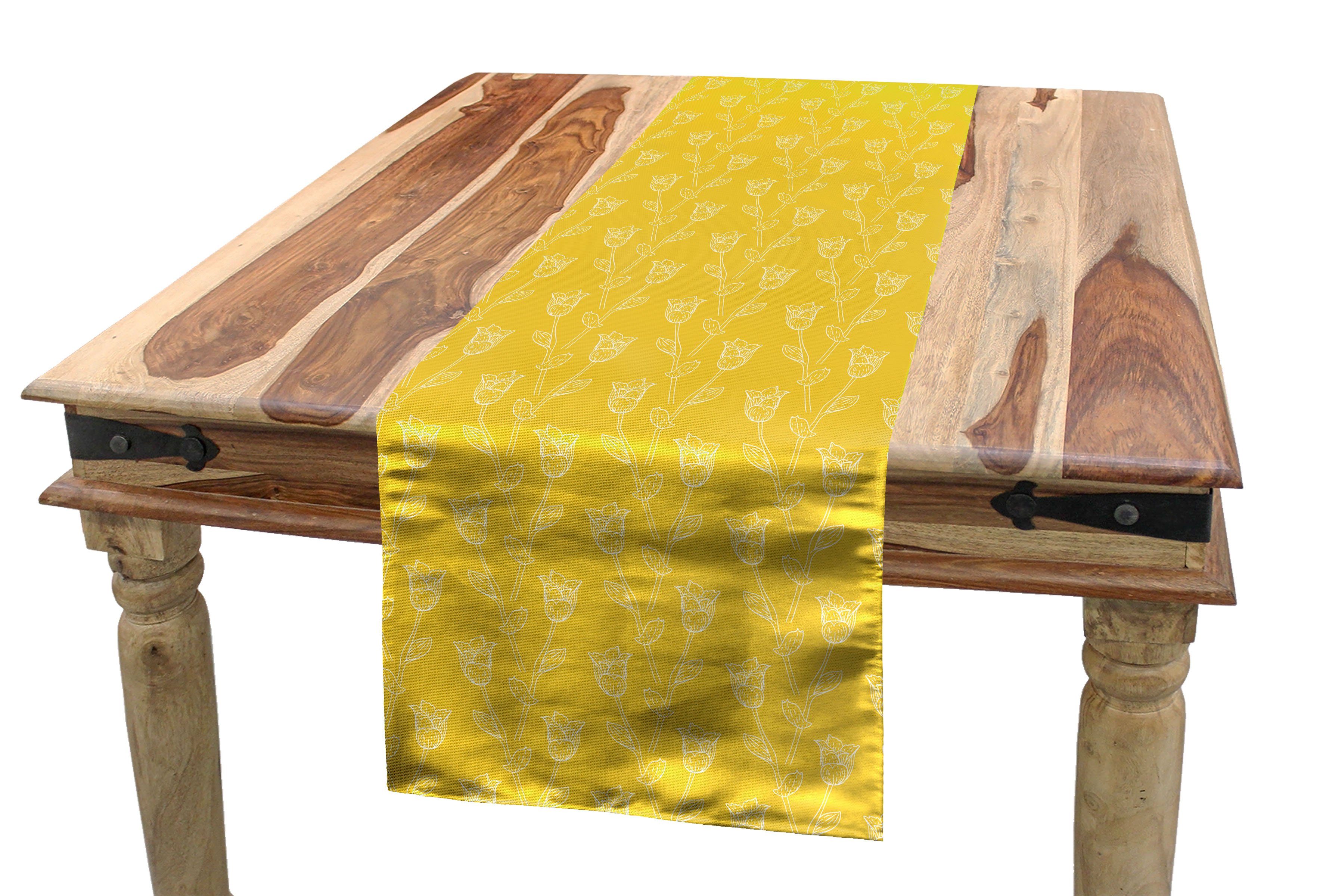 Abakuhaus Tischläufer Esszimmer Küche Rechteckiger Dekorativer Tischläufer, Tulpe Yellow Monochrome Blumen