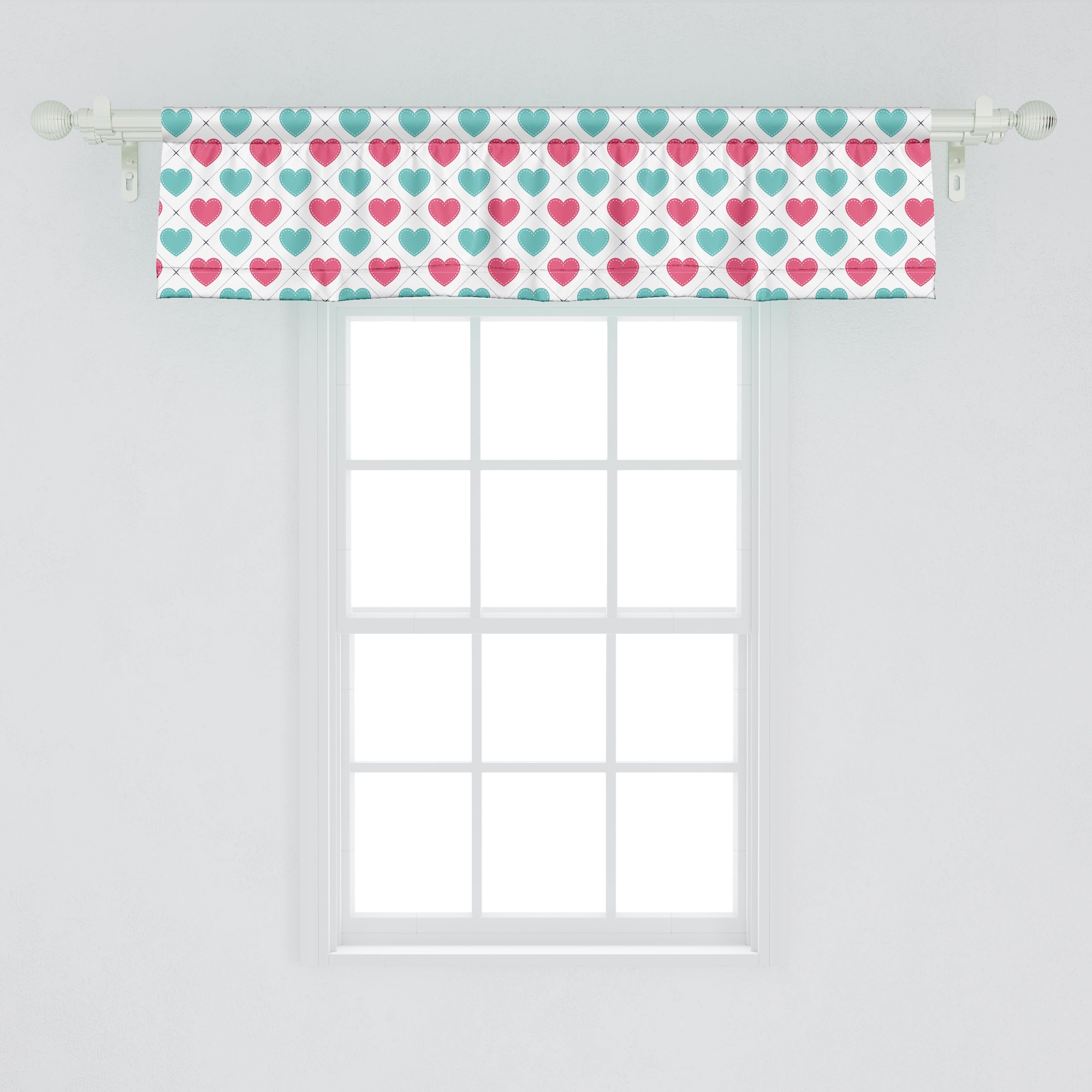 Scheibengardine Vorhang Volant für Quadrate Abakuhaus, Stangentasche, Herzen Dekor Valentinstag mit Küche in Schlafzimmer Microfaser