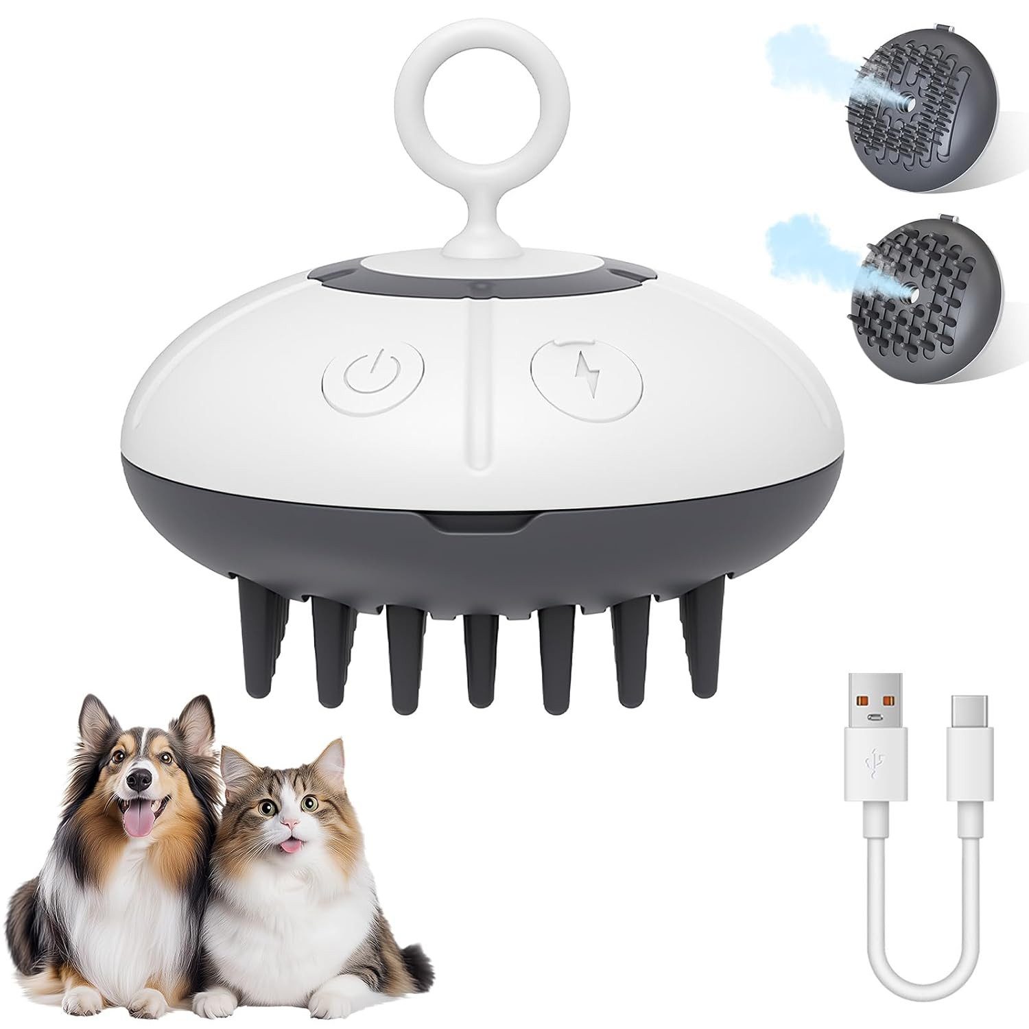 BlingBin Fellbürste Katzenbürste mit Dampf, 4 in 1 Multifunktionale Katzen Bürste, Gummi, (1er Set, 1-tlg), Massage Steamer Kamm für Langhaar und Kurzhaar zum Entfernen
