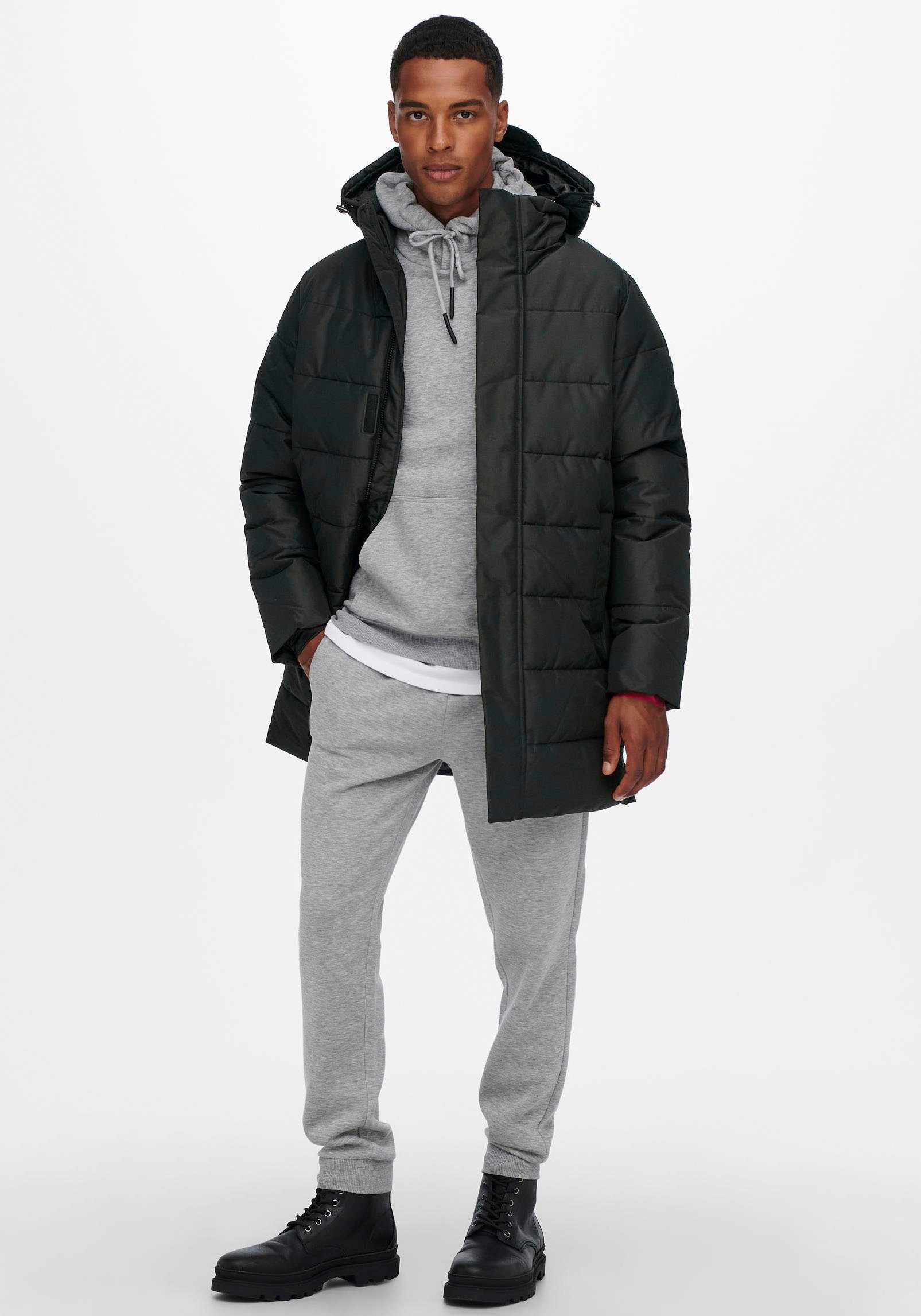 ONLY & SONS CARL LONG QUILTED COAT Peat