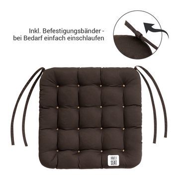 HAVE A SEAT Living Stuhlkissen - bequeme Sitzkissen 40x40 cm Indoor / Outdoor - Premium Sitzauflage, orthopädisch, wetterfest, UV-Schutz (8/10), komplett waschbar bis 95°C