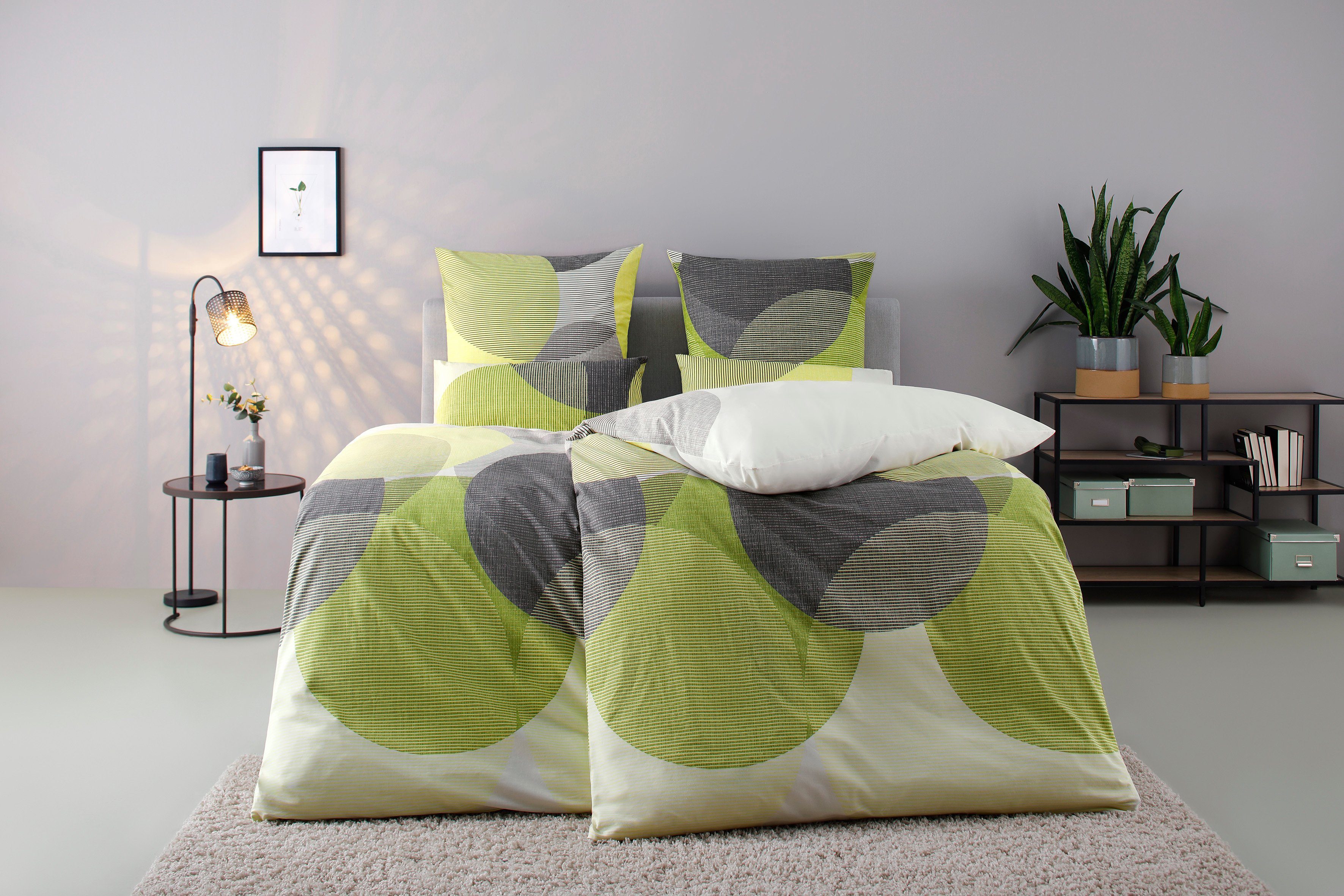 OTTO home Bettwäsche Carla ab Gr. 135x200 cm und in drei Qualitäten, Renforcé, 2 teilig, 100% Baumwolle, geometrisches Design, Kreise, Bierbaum by OTTO home