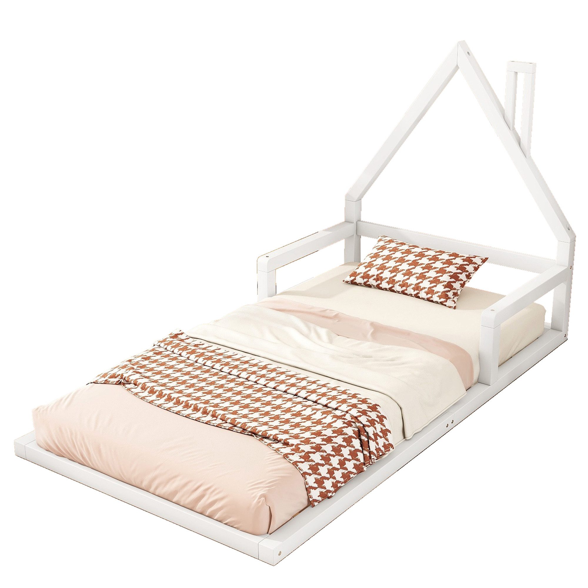 Flieks Massivholzbett, Kinderbett Hausbett Einzelbett 90x200cm Kiefernholz günstig online kaufen