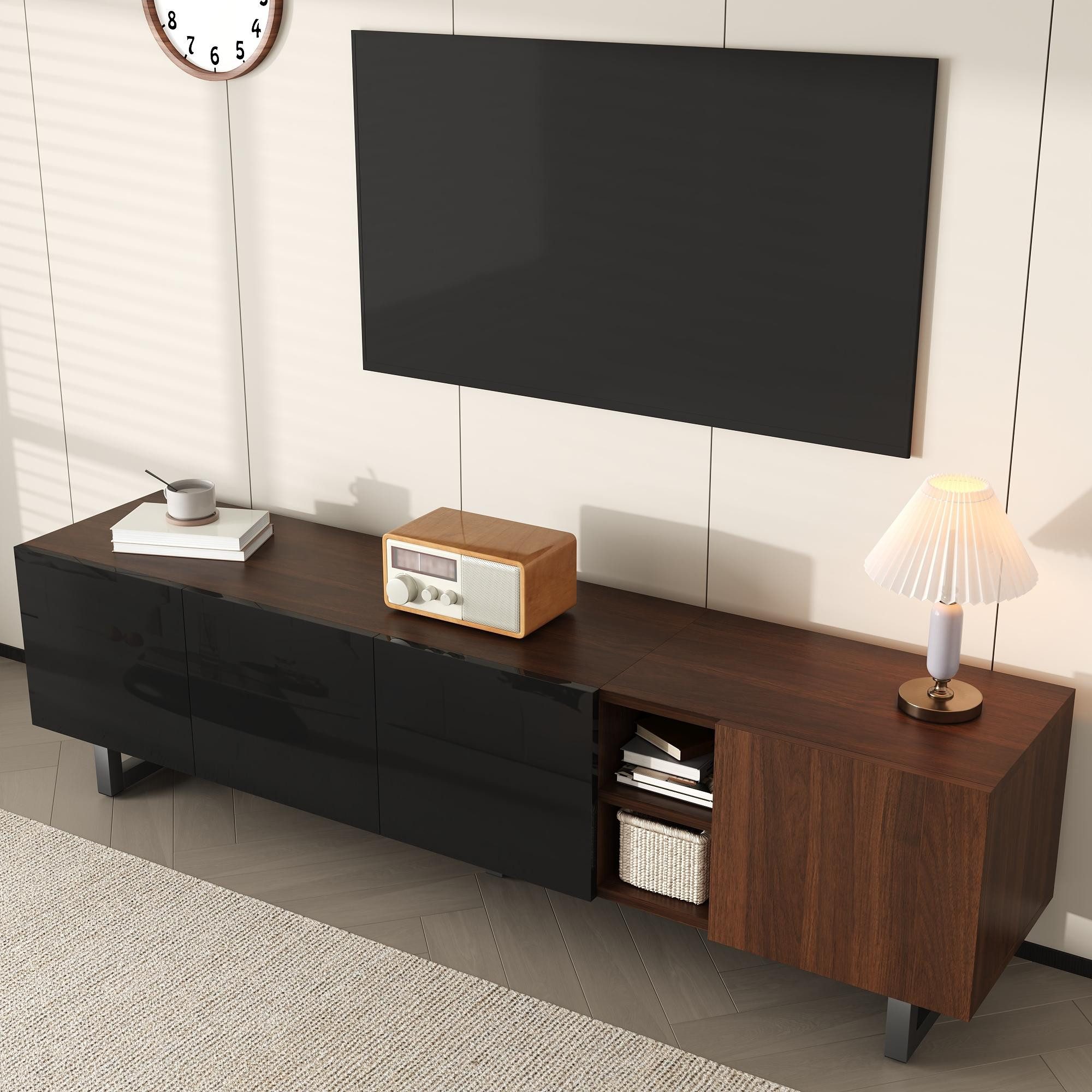 Lowboard TV-Schrank in wohnzimmer Vintage TV-Ständer Vintage-Holzmaserung