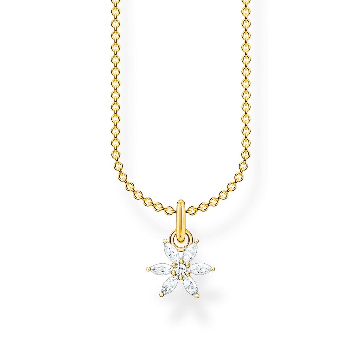 THOMAS SABO Silberkette Kette Blume weiße Steine