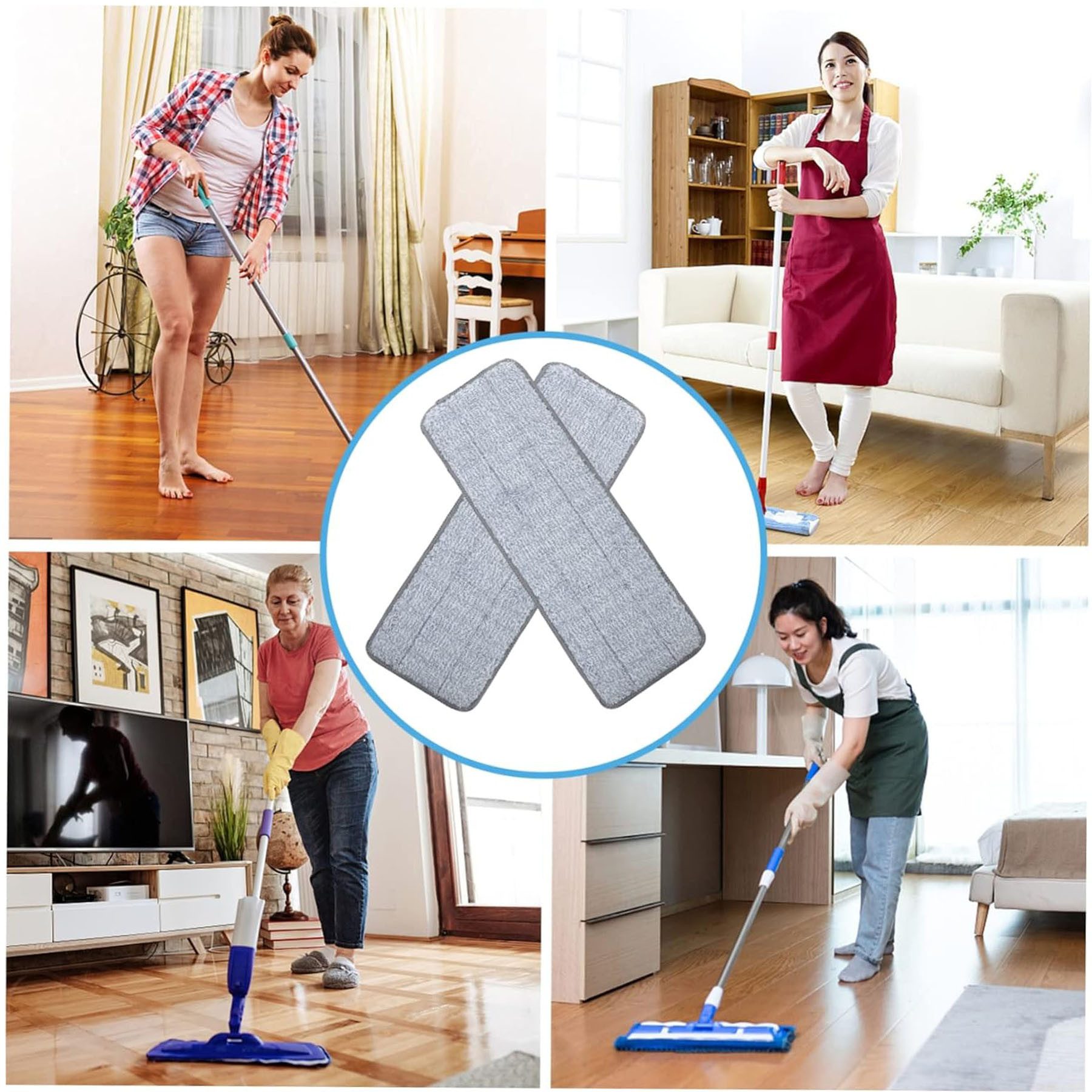 Keyura Wischmopp 10 Stück Wischmoppbezug, Ersatzbezug Wischmopp Bezug, Mop Pads, (Mop Microfaser Reinigung Pads, Wischtücher Boden Wischpads,42cm x 14cm, 10-St., Wischbezüge, Ersatzbezug für alle Böden, Maschinenwaschbar), für Öle Microfaser Bodenbeläge Wischmob Laminat, Dielen, Fliesen