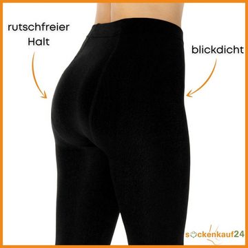 sockenkauf24 Thermostrumpfhose Damen Strumpfhose mit Innenfleece in 10 Farben (Schwarz 52-54) extra warm Winter Strumpfhose WP