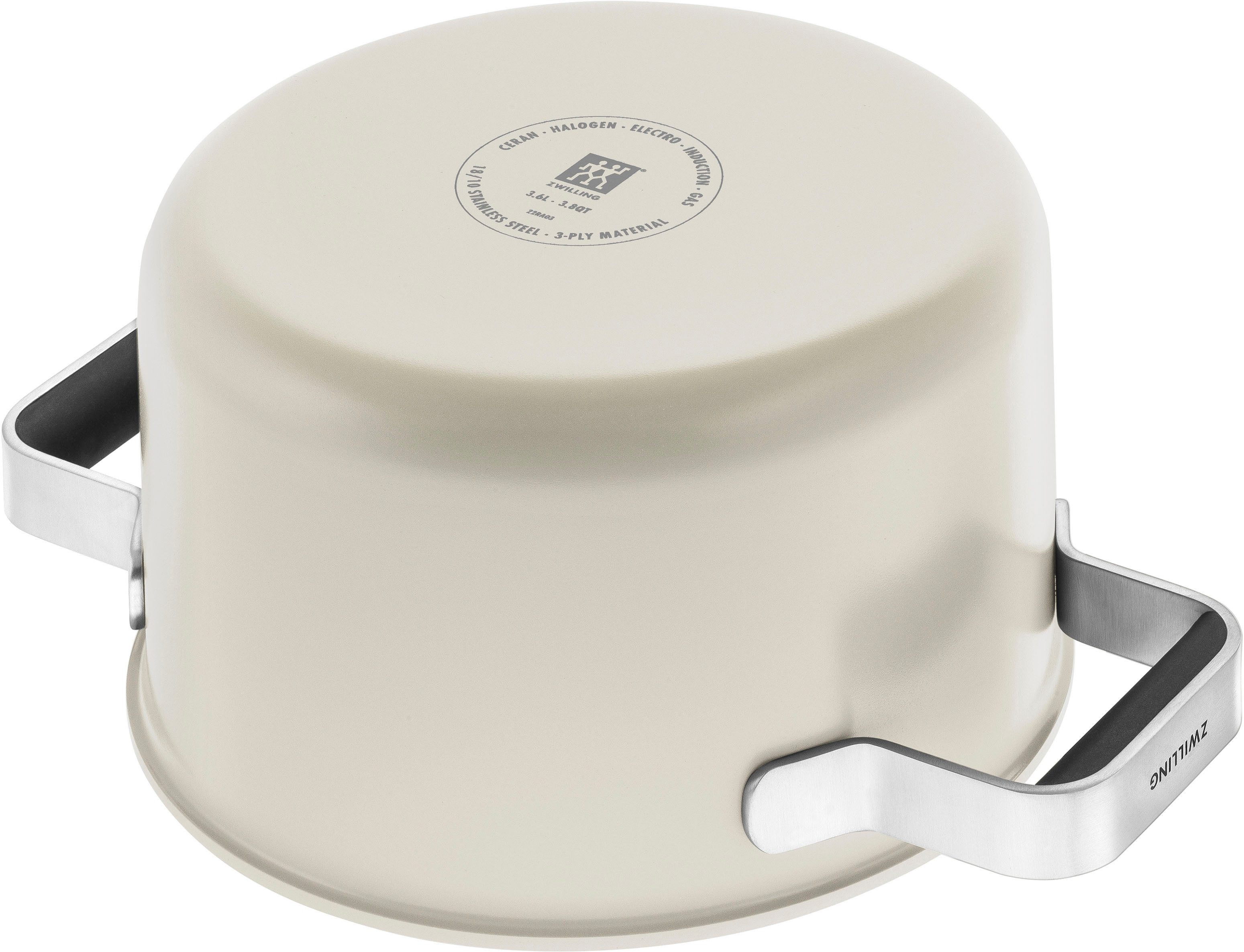 Zwilling Topf-Set Pure, Edelstahl 18/10 (Set, 5-tlg., 3 Kochtöpfe (16, 20 & 24 cm), Bratentopf 20 cm, Stieltopf 16 cm), Stay-Cool-Griffe, 3-lagige Bodentechnologie