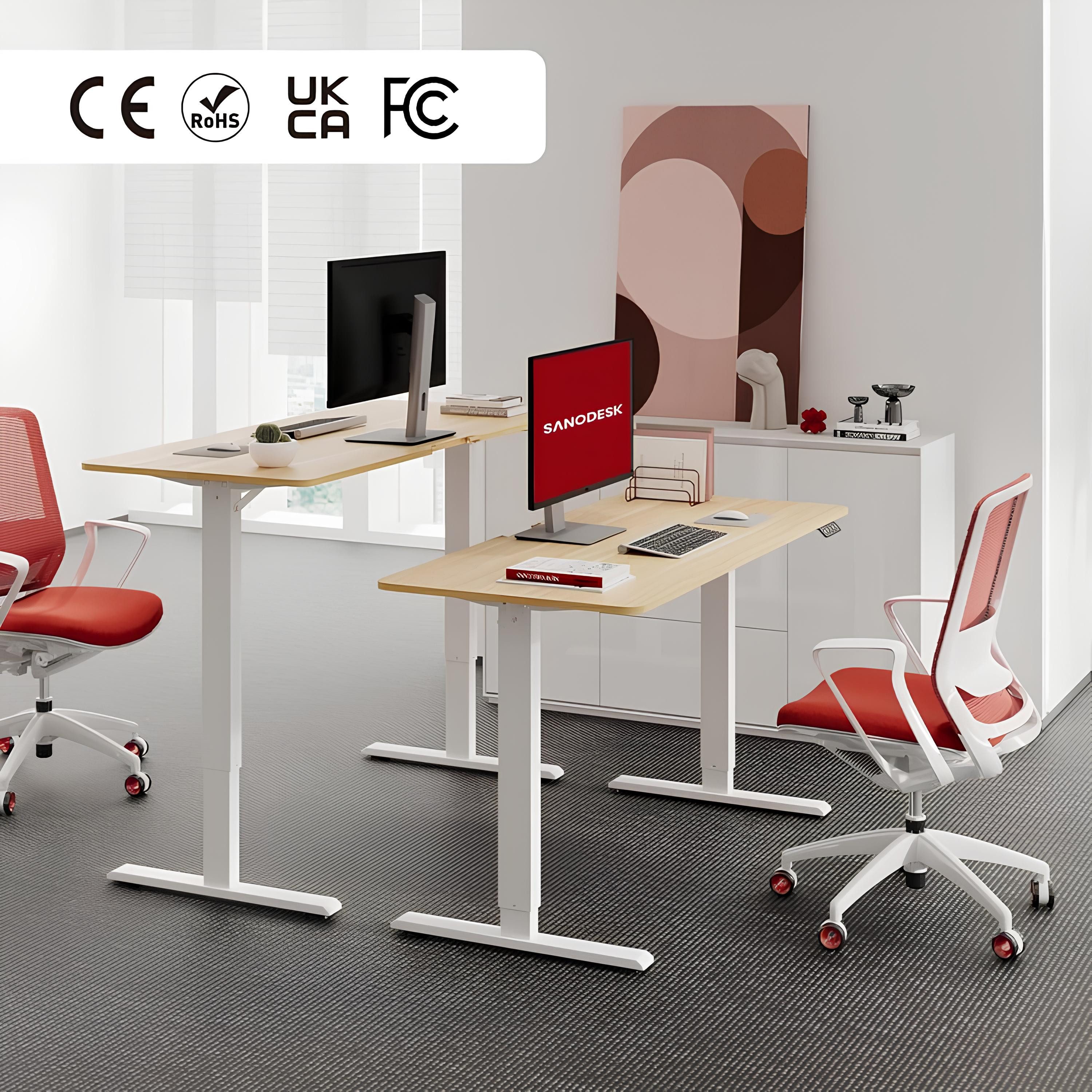 SANODESK Schreibtisch Elektrisch höhenverstellbarer Schreibtisch (MIT 16MM einteiliger Tischplatte, 2-Fach-Teleskop mit Memory-Steuerung & Anti-kollisionssystem), schnelle Montage, verschiedene Größen zur Auswahl