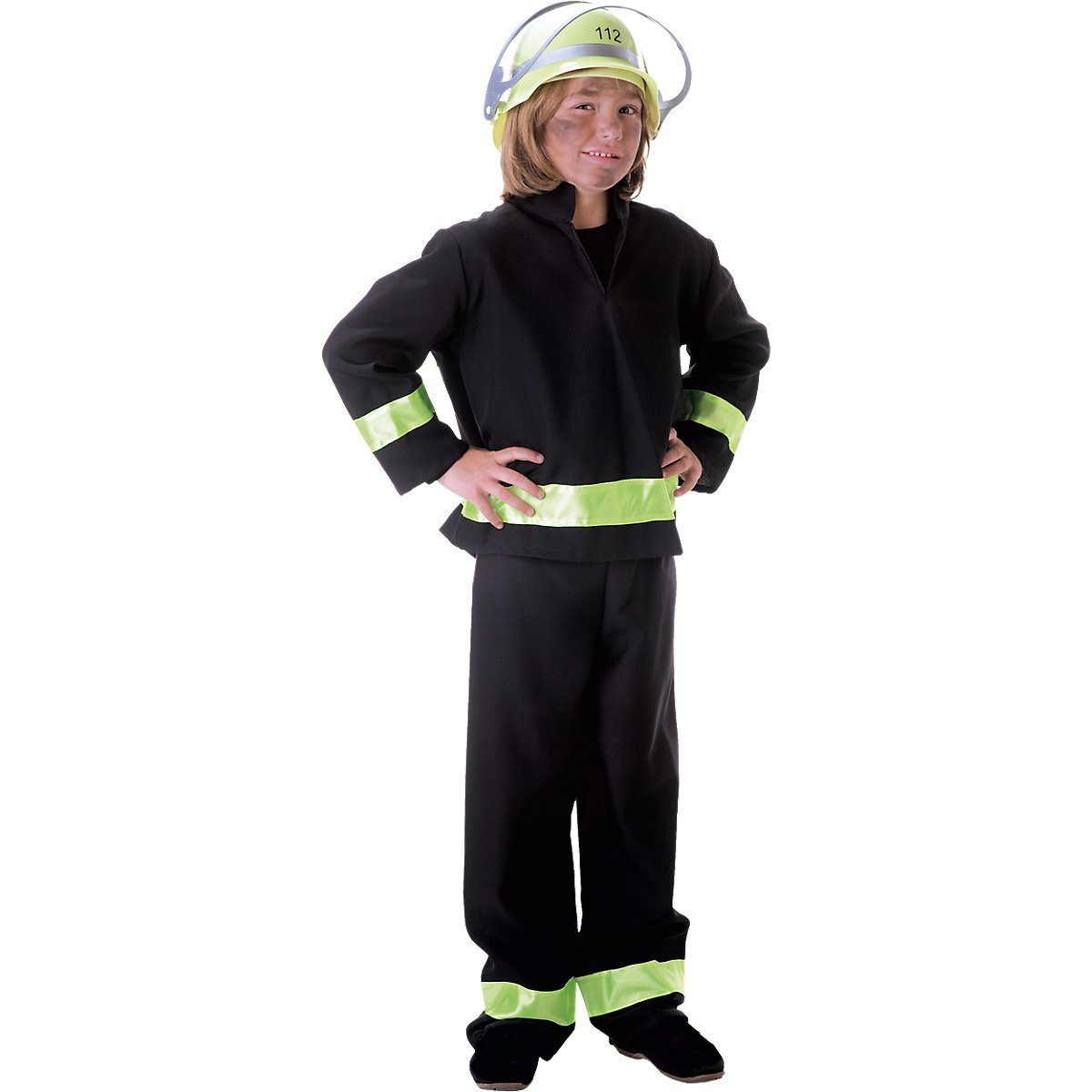 Kunterbunt Kostüm Kostüm Feuerwehrmann schwarz, 2-tlg.