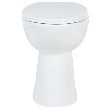 vidaXL Tiefspül-WC Hohe Spülrandlose Toilette Soft-Close 7 cm Höher Keramik Weiß