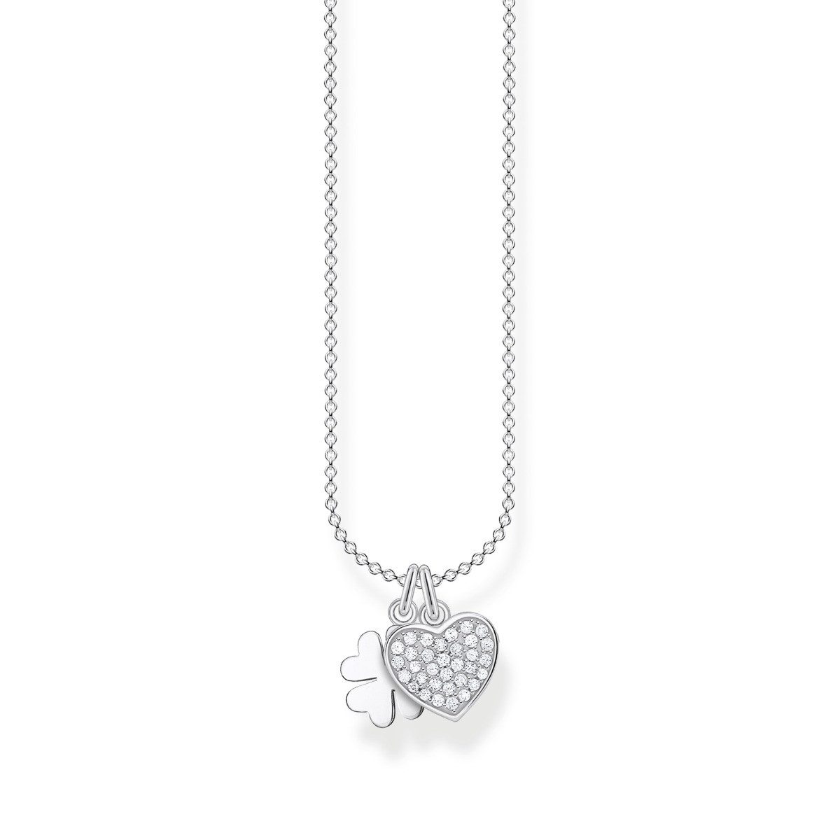 Kette mit Anhänger Thomas SCKE150316 Halskette mit Anhänger Damen Herz Kleeblatt Silber