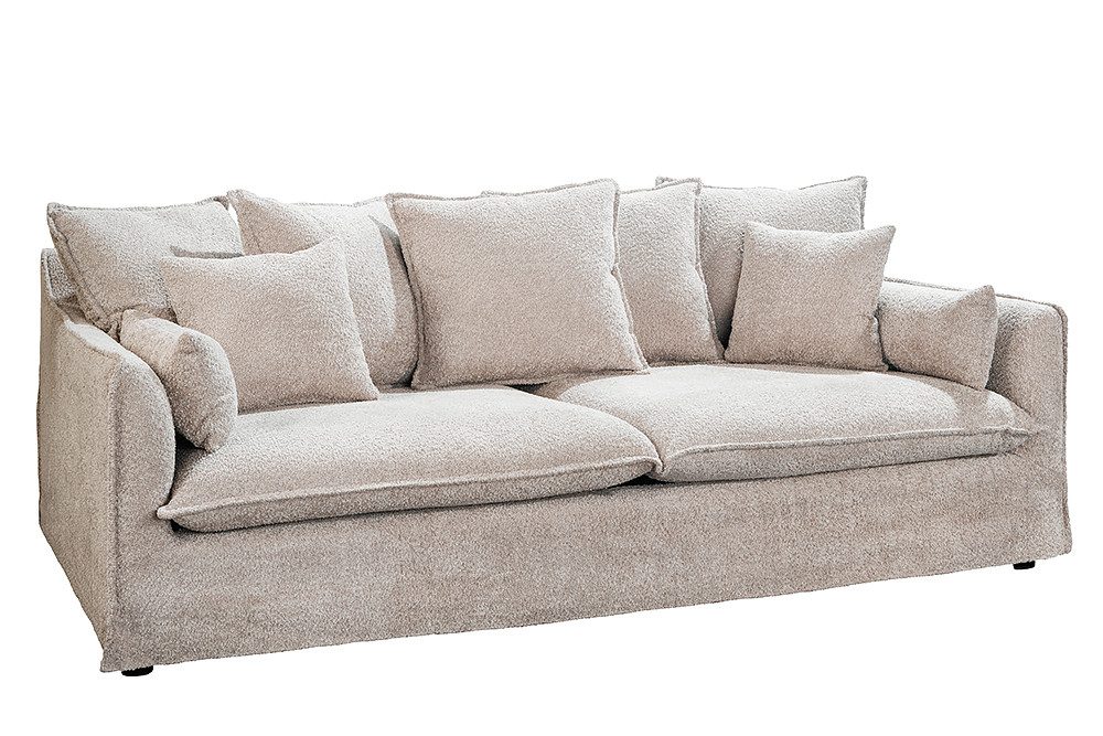 riess-ambiente 3-Sitzer HEAVEN 210cm beige · Hussensofa inkl. Kissen und abnehmbaren Bezug, Einzelartikel 1 Teile, Wohnzimmer-Couch · Bouclé-Bezug · Federkern-Polsterung · Landhausstil