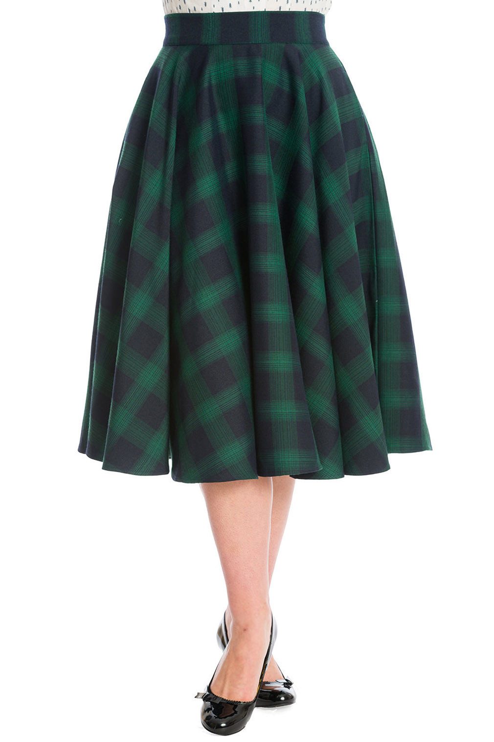 Banned A-Linien-Rock Sweet Check Grün Kariert Retro Vintage Swing Skirt günstig online kaufen