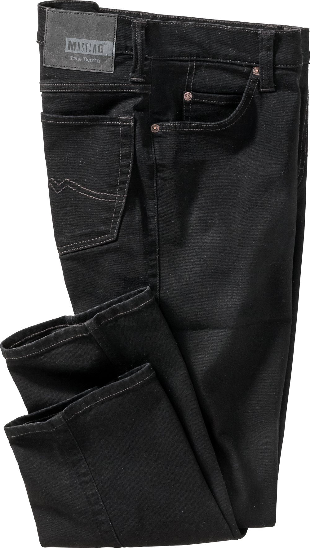 MUSTANG Stretch-Jeans schwarz Stretch und Bund 5-Pocket-Style, mit im geradem Beinverlauf