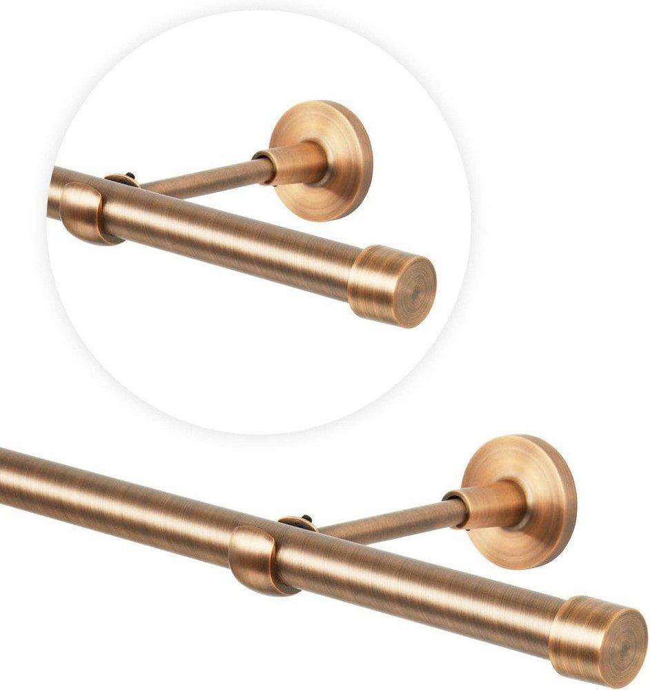 MDEKOR Gardinenstange Vorhangstange 19mm, 1-läufig, 1-läufig Wand oder Deckenmontage, 120 cm Kupfer