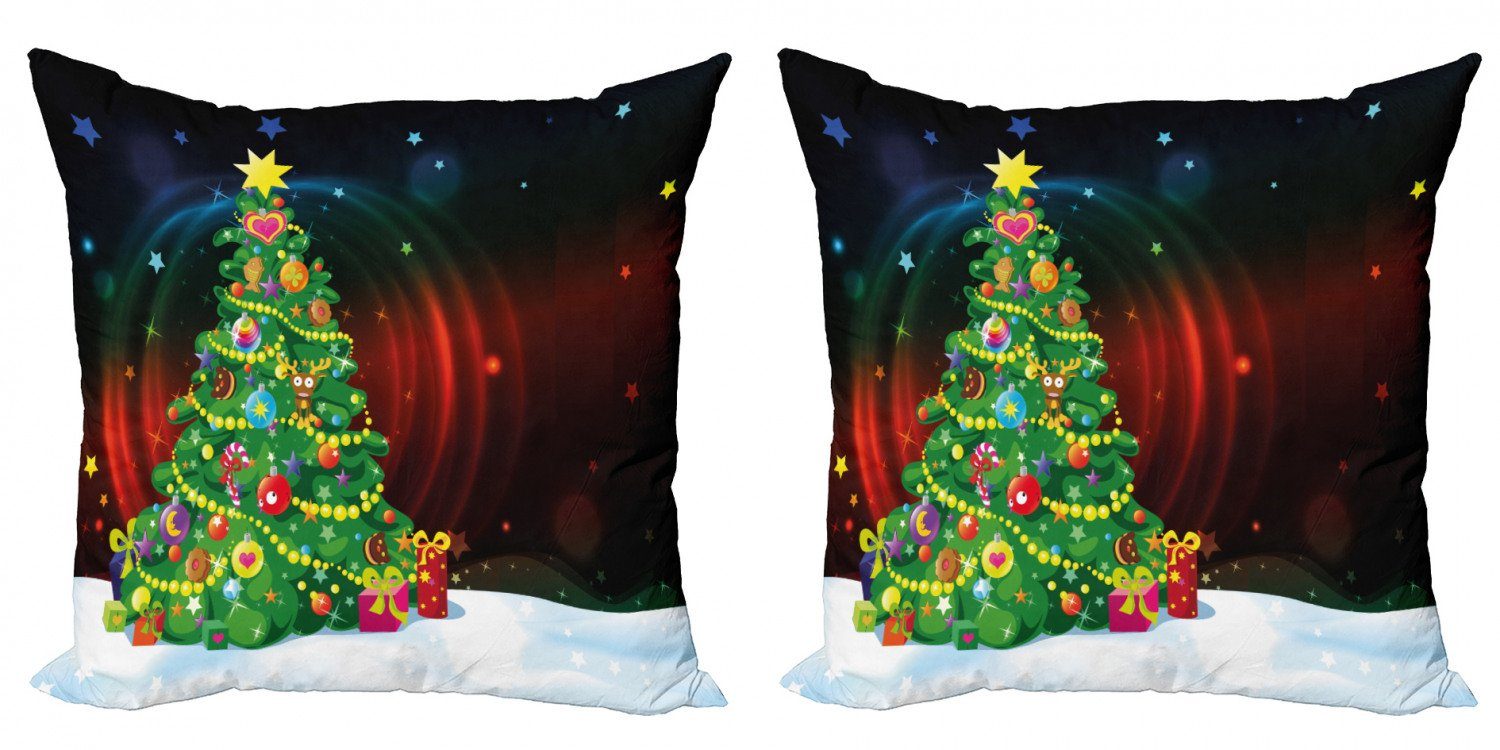 Stück), Kissenbezüge Modern Abakuhaus Digitaldruck, Weihnachten Accent Doppelseitiger (2 Weihnachtsbaum-Karikatur