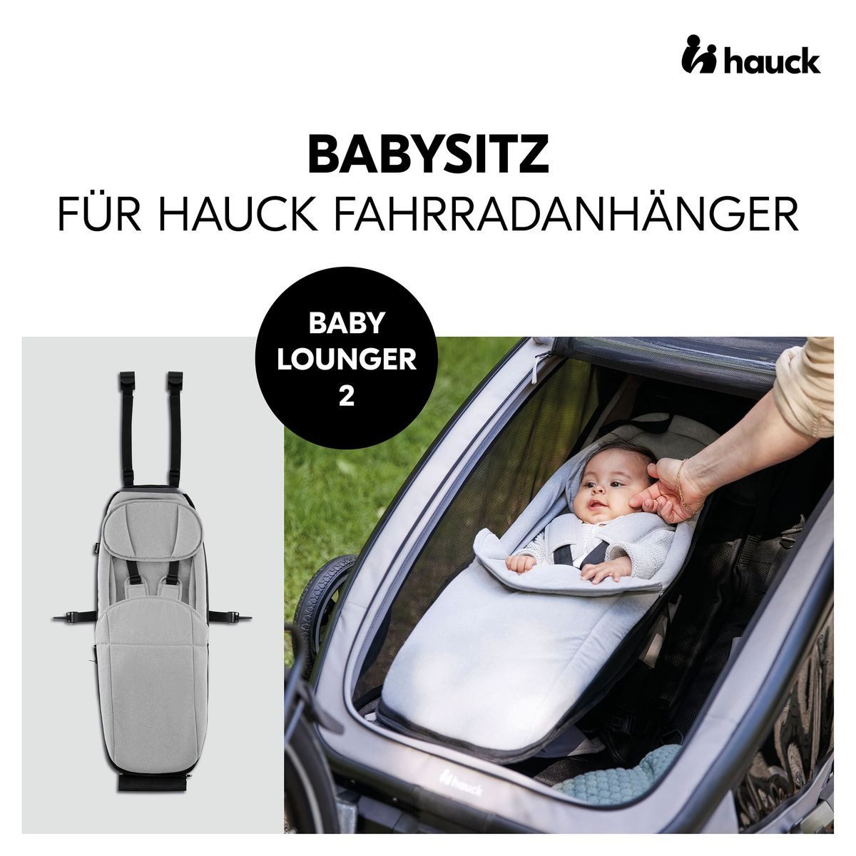 Hauck Fahrradkinderanhänger Bike N Walk Duo - Light Grey, 3in1 Fahrradanhänger Buggy für 2 Kinder inkl. Babysitz & Regenschutz