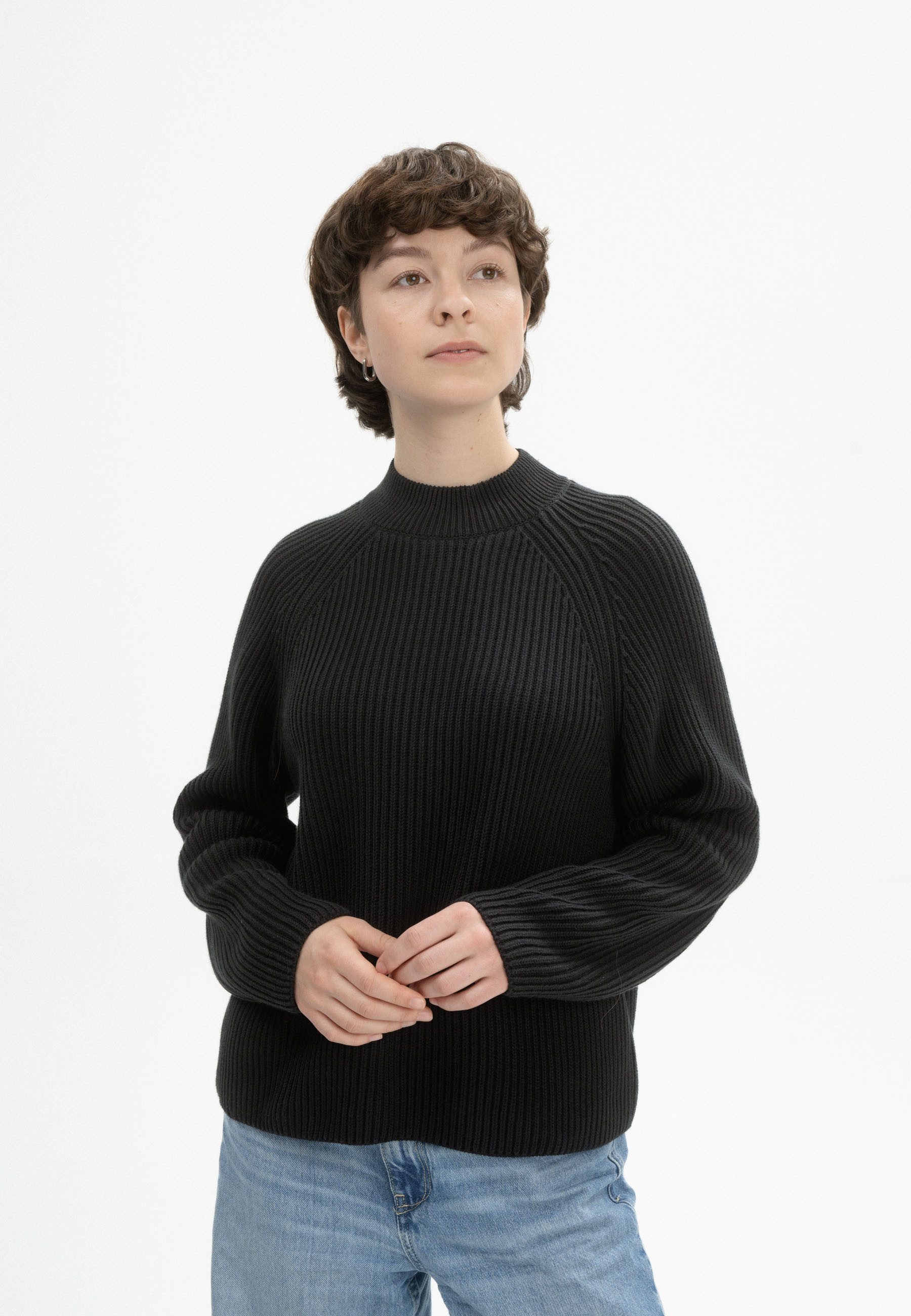 Strickpullover Rippstrick Stehkragenpullover Style ANALAH