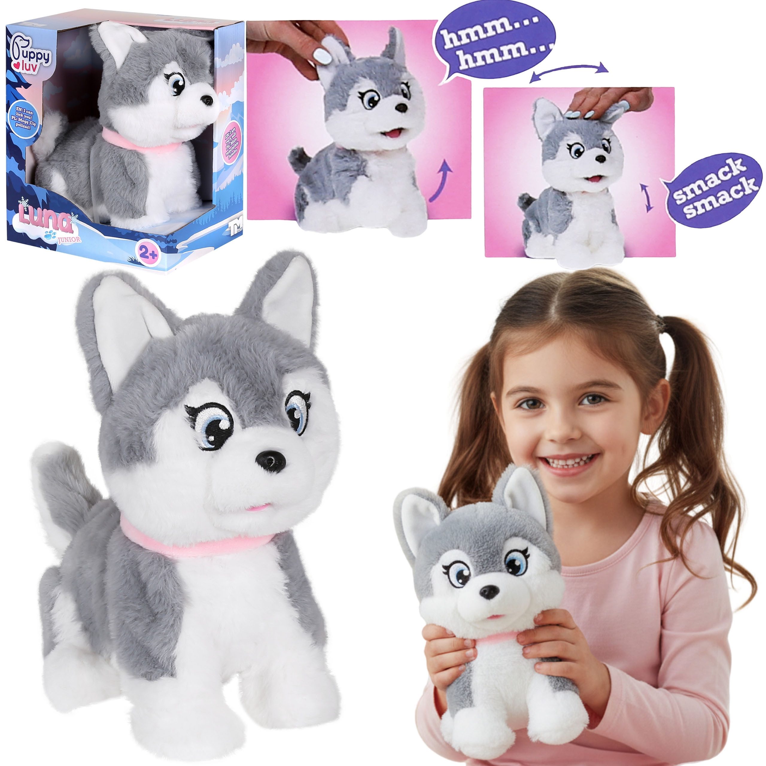 Sarcia.eu Kuscheltier Puppy Luv Junior LUNA – Interaktiver Husky-Welpe, Plüschhund, 2+