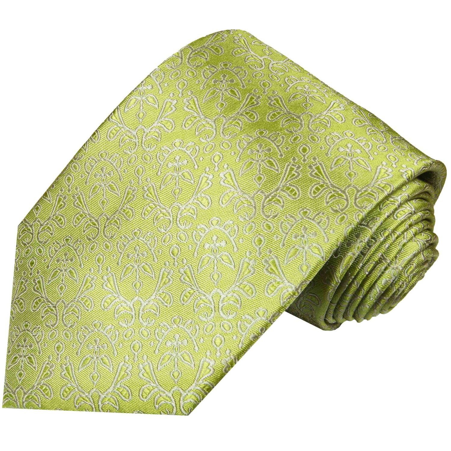 Paul Malone Krawatte Herren Seidenkrawatte und Tuch modern floral 100% Seide (Set, 2-St., Krawatte mit Einstecktuch) Breit (8cm), grün 973 – Bild 3 von 3