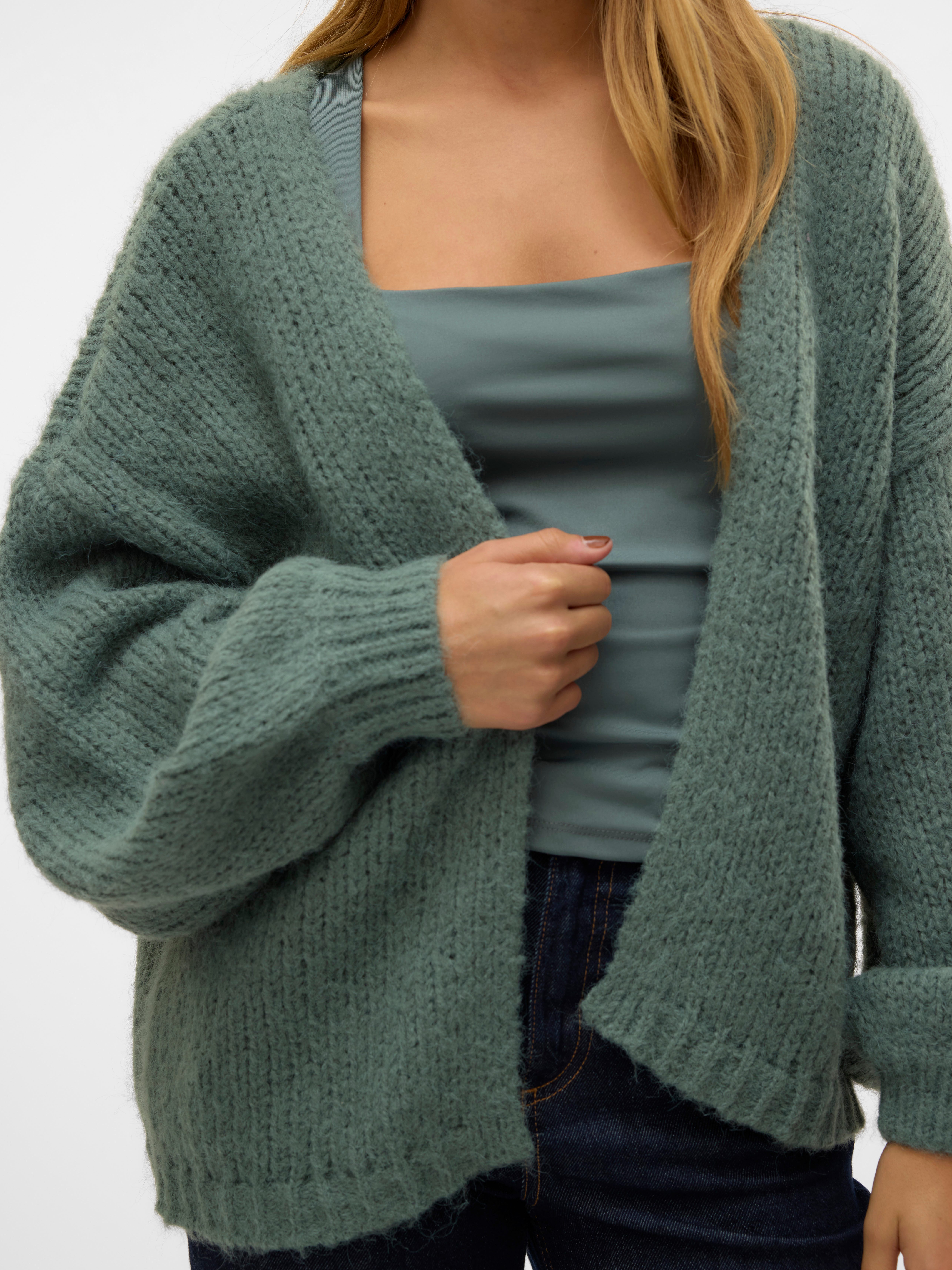 Vero Moda Strickjacke VMMAYBE LS OPEN CARDIGAN GA REP Kunstfaser, oversize – Bild 4 von 5
