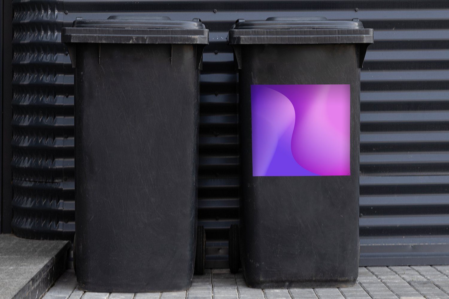 Mülltonne, MuchoWow Lila Wellen Mülleimer-aufkleber, Wandsticker Container, mit St), Geometrie Sticker, (1 Abfalbehälter