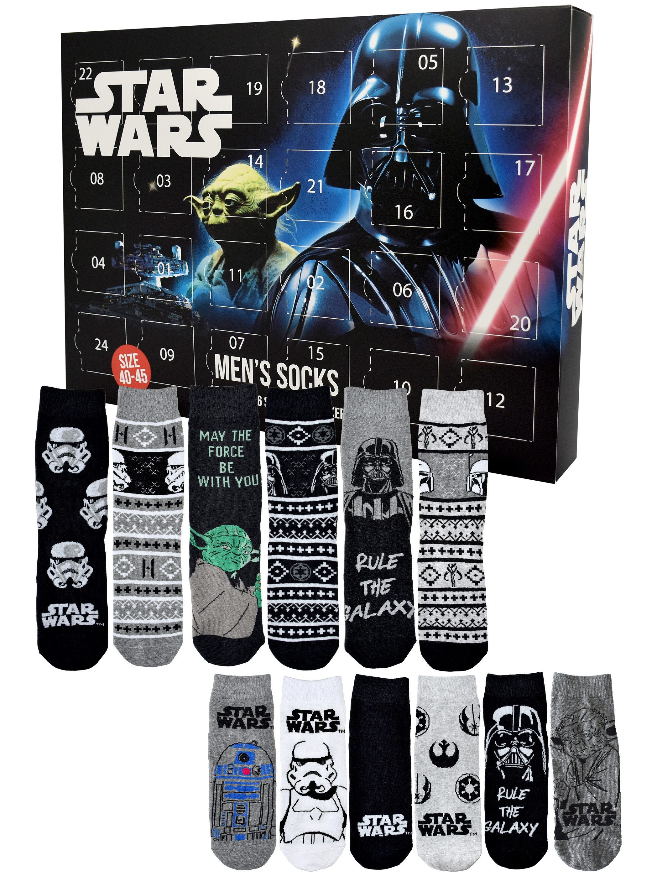 United Labels® Календари Star Wars Socken Календари mit 12 Paar kurz und lang