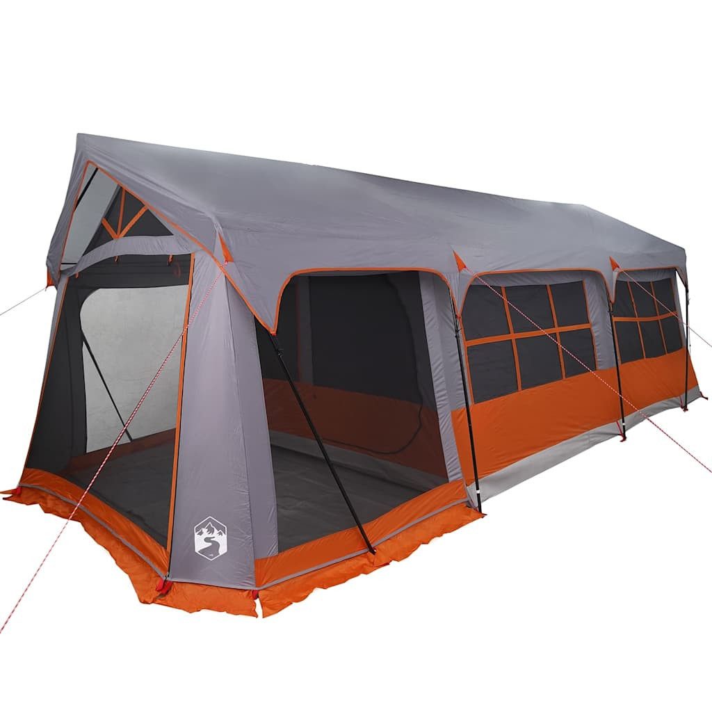 furnicato Faltzelt Familienzelt 620x322x240 cm Grau und Orange Polyester Outdoor, (1 tlg)