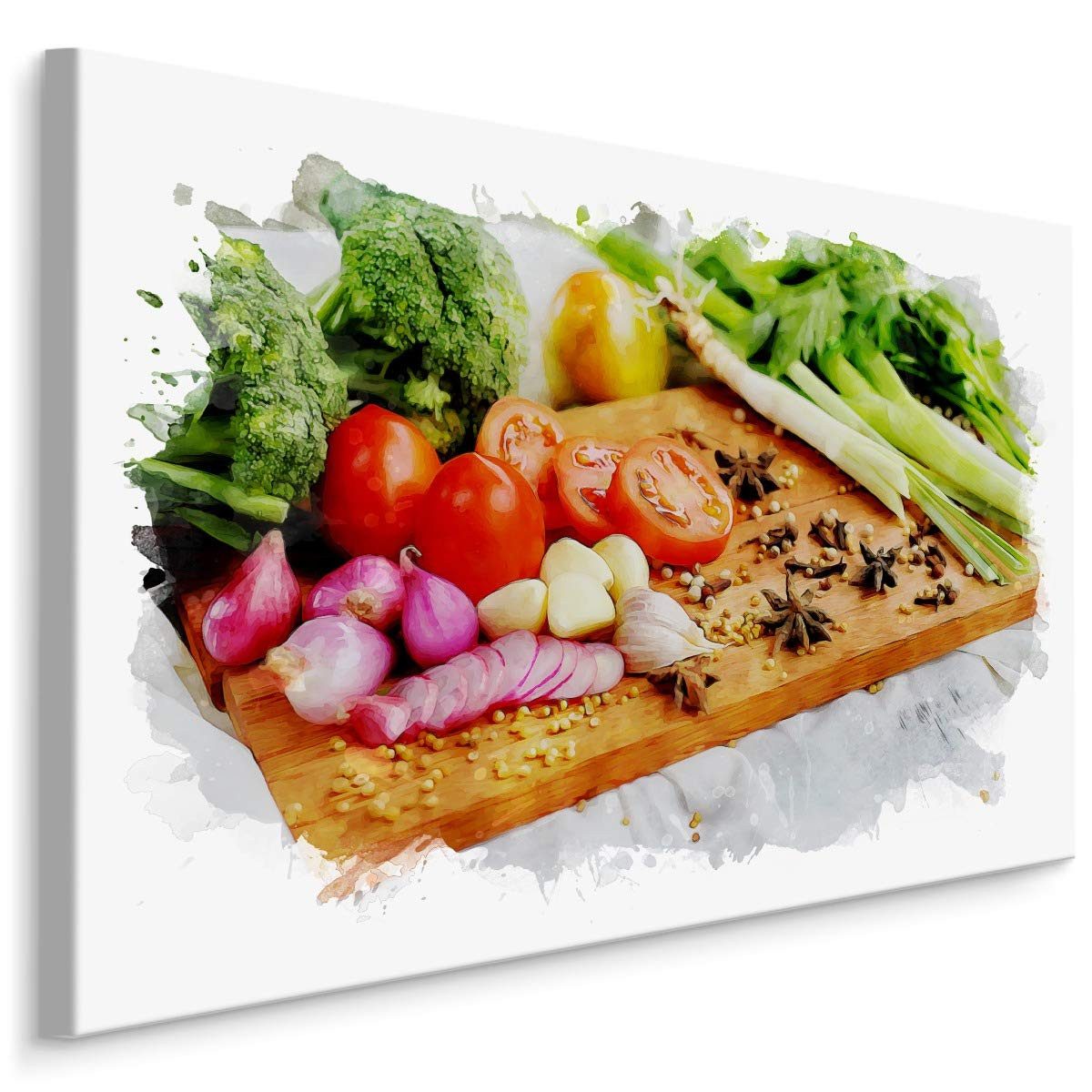 Muralo Leinwandbild Abstrakt – Leinwandbild Wandbild Kunstdruck Wohnzimmer, Abstrakt (1 St), Essen – Gemüse – Tomaten, 70 x 50 cm, aufhängefertig