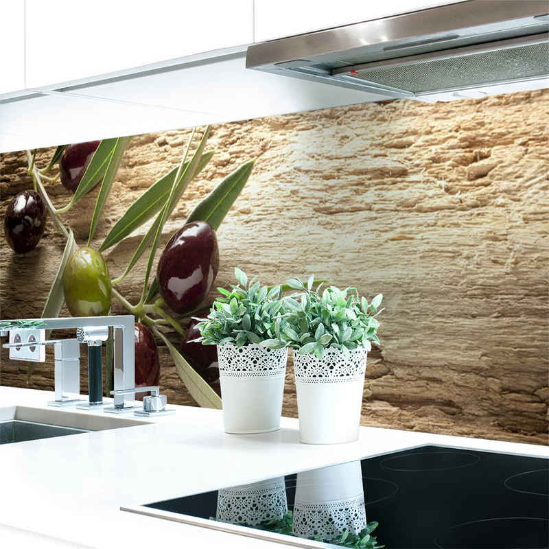 DRUCK-EXPERT Küchenrückwand Küchenrückwand Oliven Premium Hart-PVC 0,4 mm selbstklebend