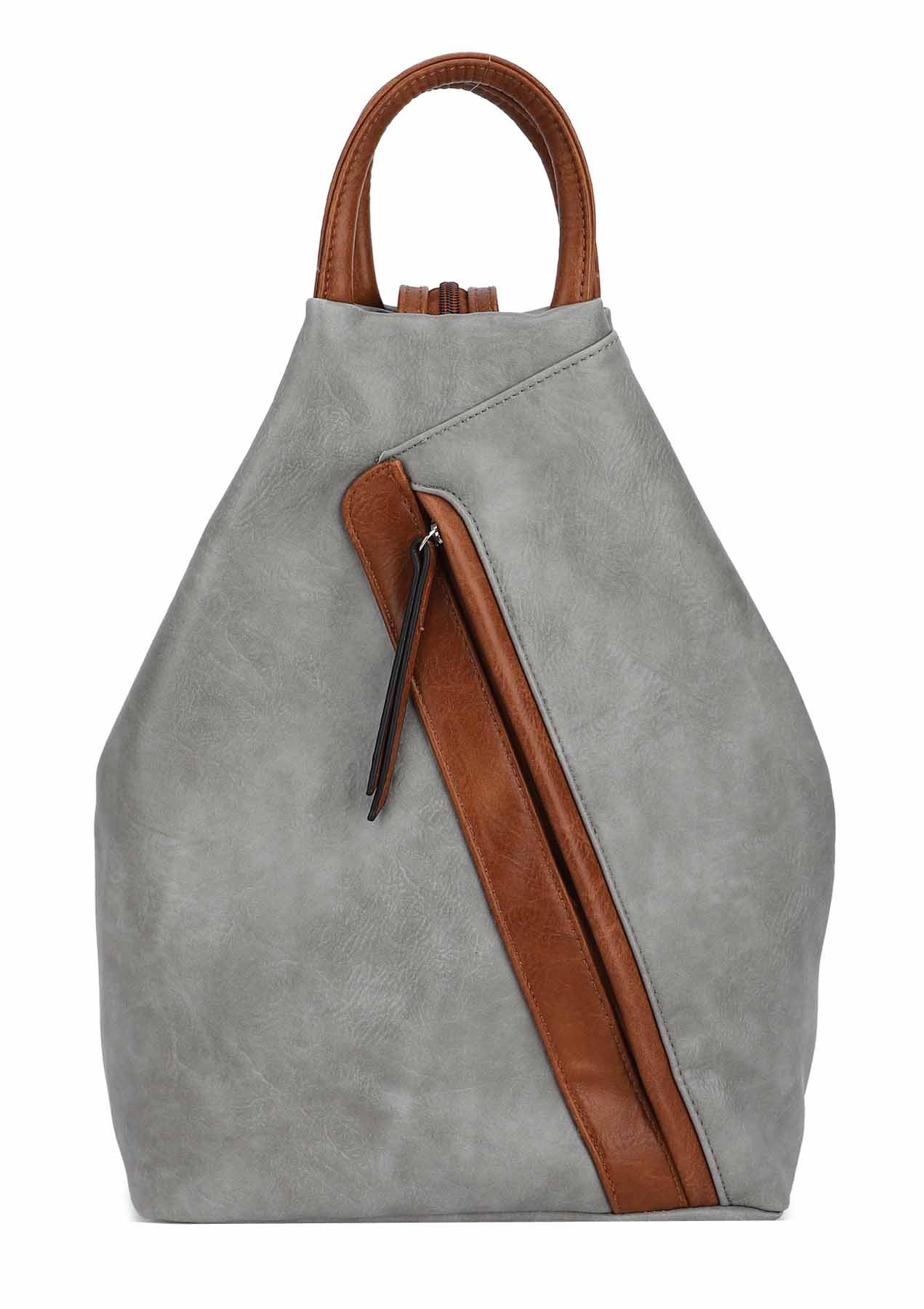 ITALYSHOP24 Rucksack Damen Cityrucksack Daypack Tasche Umhängetasche Tagesrucksack Backpack, Handtasche Freizeitrucksack Leder Optik Schule Travel Wandern Arbeit