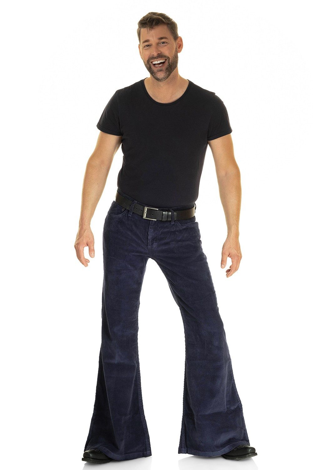 Schlaghose Herren Cord navy blau
