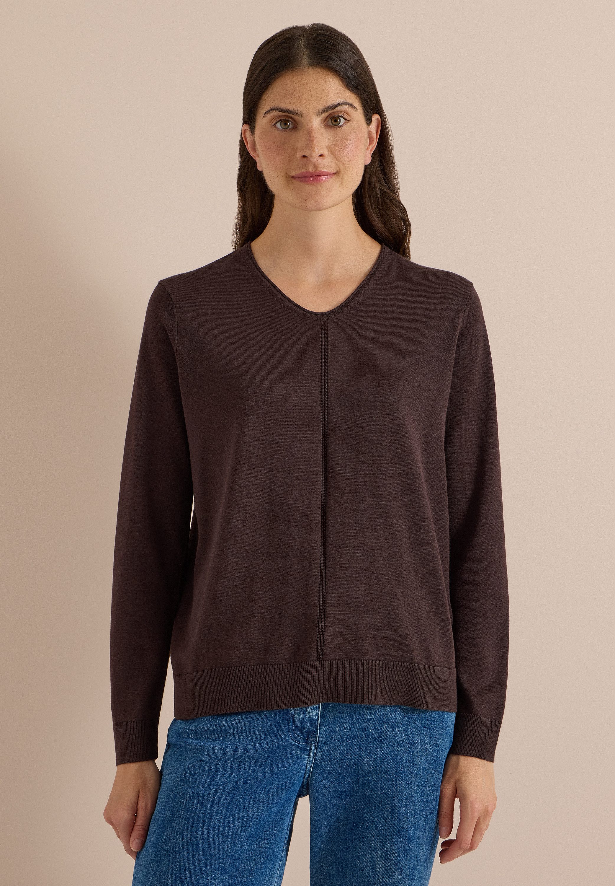 CECIL V-Ausschnitt-Pullover im soften Baumwoll-Mix