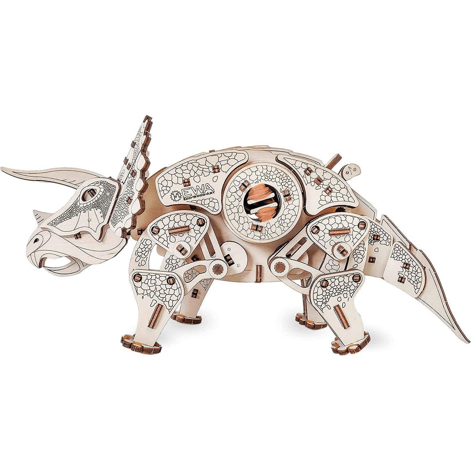 Eco Wood Art Modellbausatz Mechanischer Dinosaurier Triceratops aus Holz, (283-tlg)