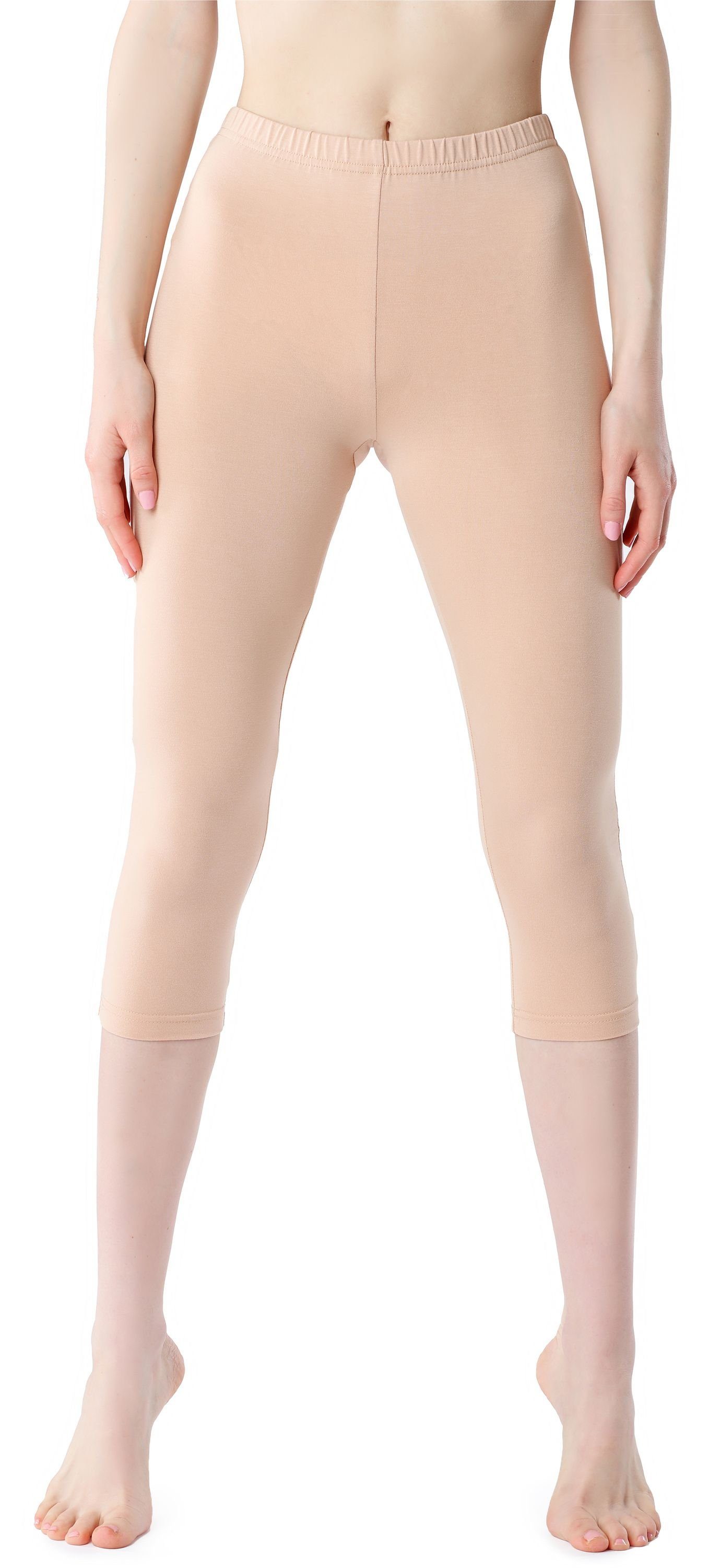 Bellivalini Leggings Damen Leggings 3/4 elastischer BLV50-204 (1-tlg) aus Bund Viskose Sand