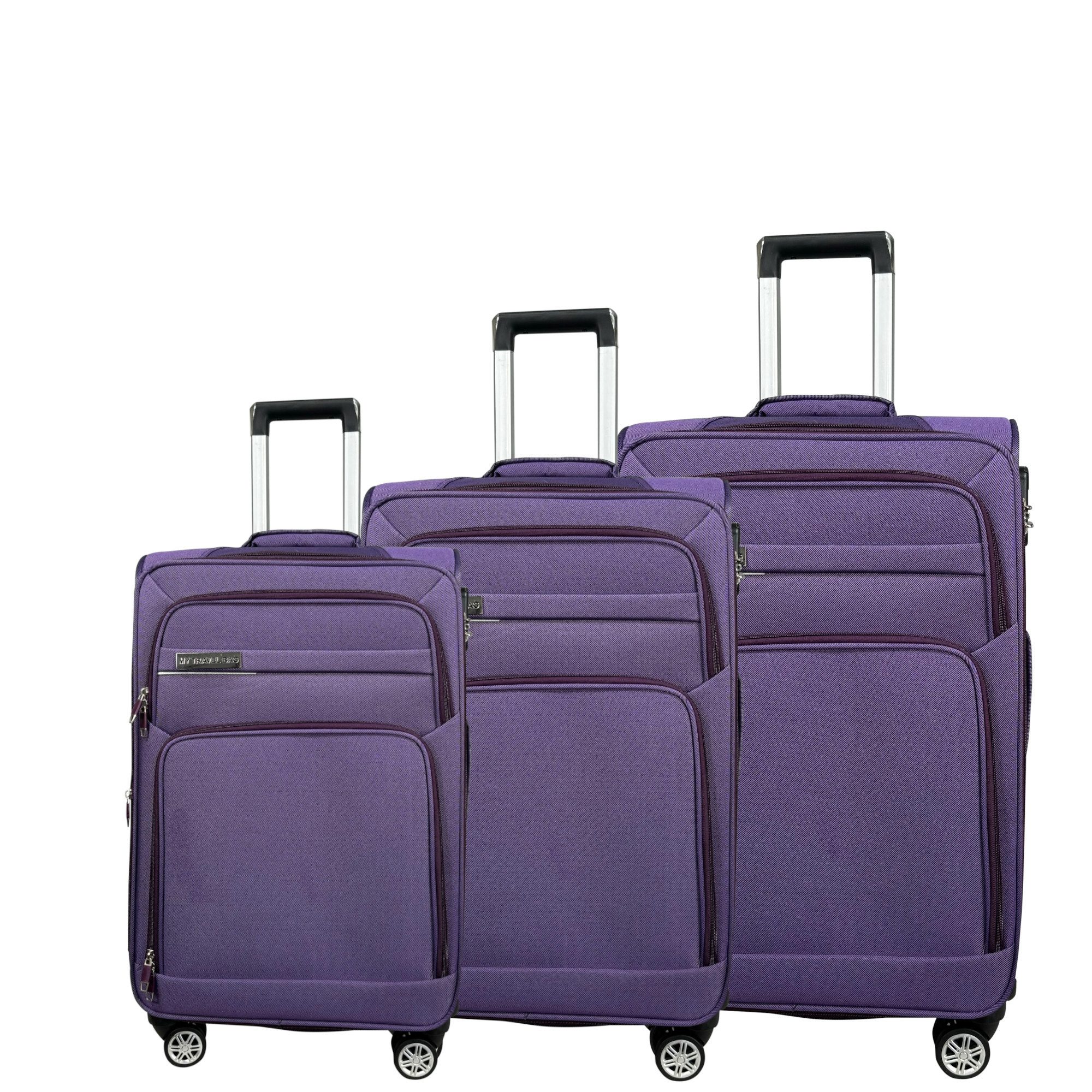MTB Kofferset Reisekoffer Handgepäck Tasche Trolley Koffer Stoffkoffer 3er Set, (Spar-Set, 360 Grad Rollen), Dehnungsfuge, Extra leicht, Extrem Robust, Raumteiler