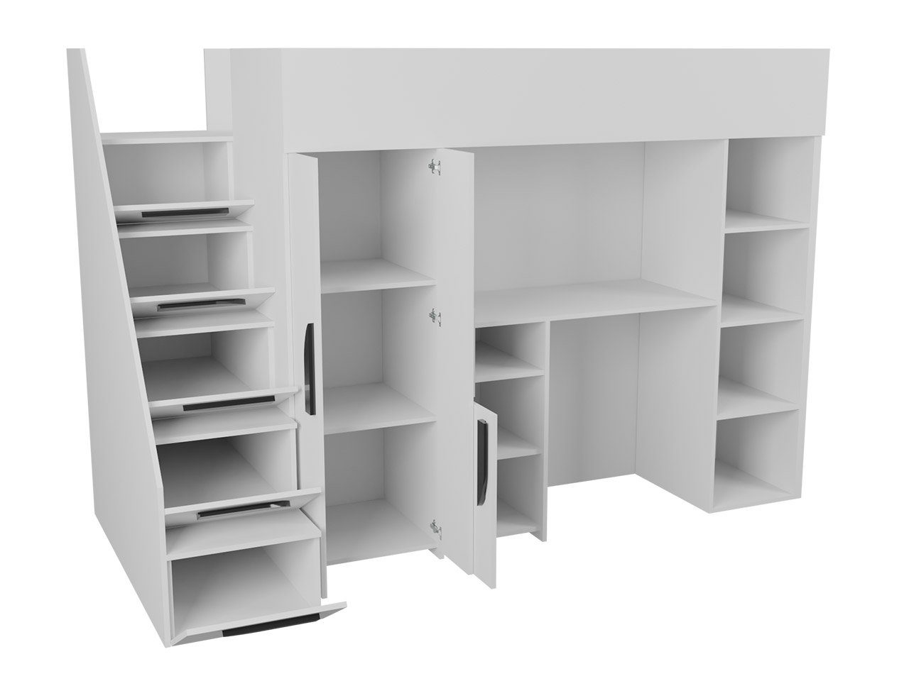 MIRJAN24 Etagenbett Party 14 (Komplett-Set, Einzelbett mit Treppe), 90x200 cm, mit Schreibtisch, Schrank und Regal