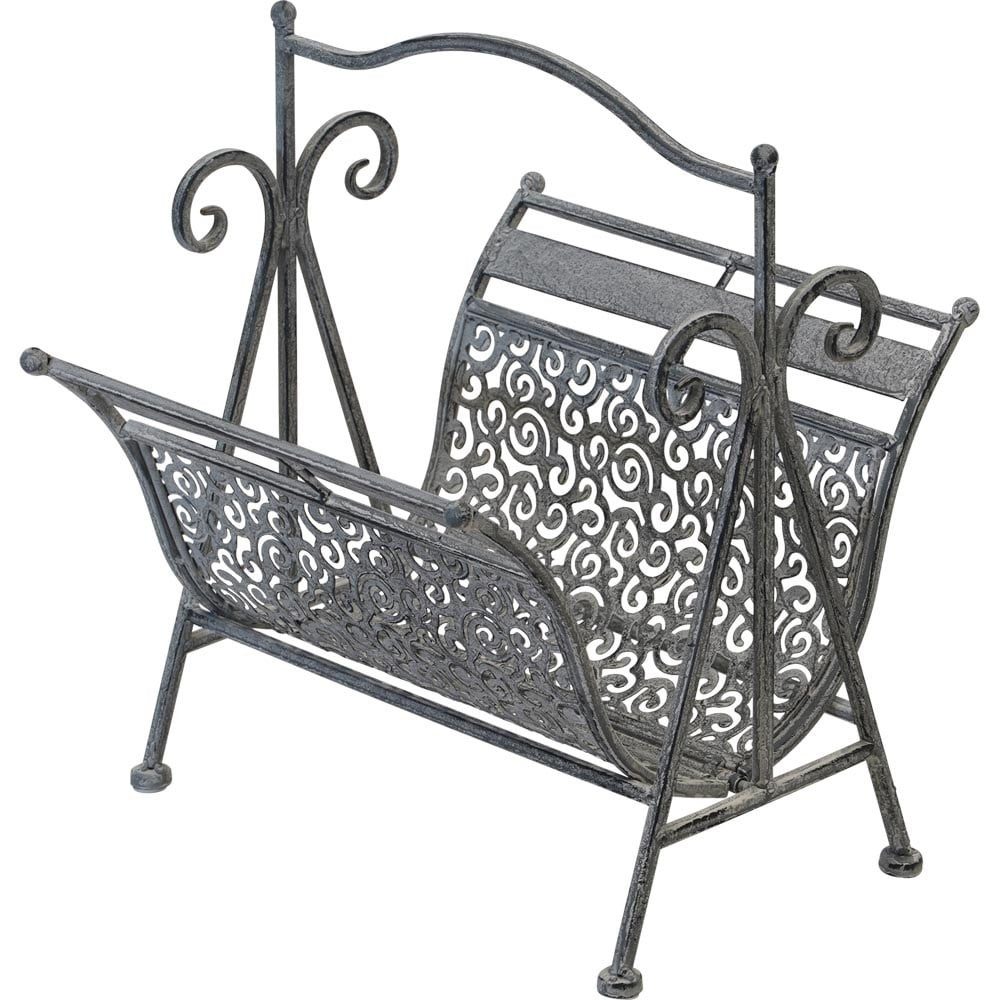 Lesli Living Zeitungsständer Zeitungsständer Vintage Metall grau – Zeitschriftenhalter Shabby Chic (1 St)