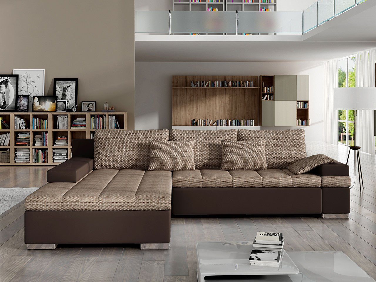Moderne Eckcouch, und L-Form MIRJAN24 Bangkok, mit Schlaffunktion, Ecksofa Couch Bettkasten