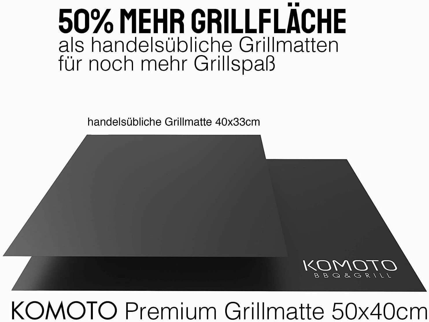 KOMOTO (3-St), für Grillplatte BBQ Grillmatte Gasgrill und Ideal Extra Holzkohle Dick -