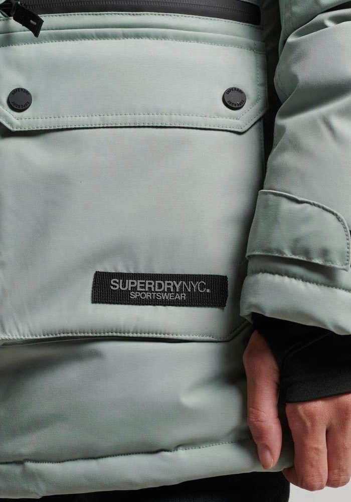 Superdry JACKET PARKA mit Details PADDED Green Steppjacke Desert Sage CITY vielen