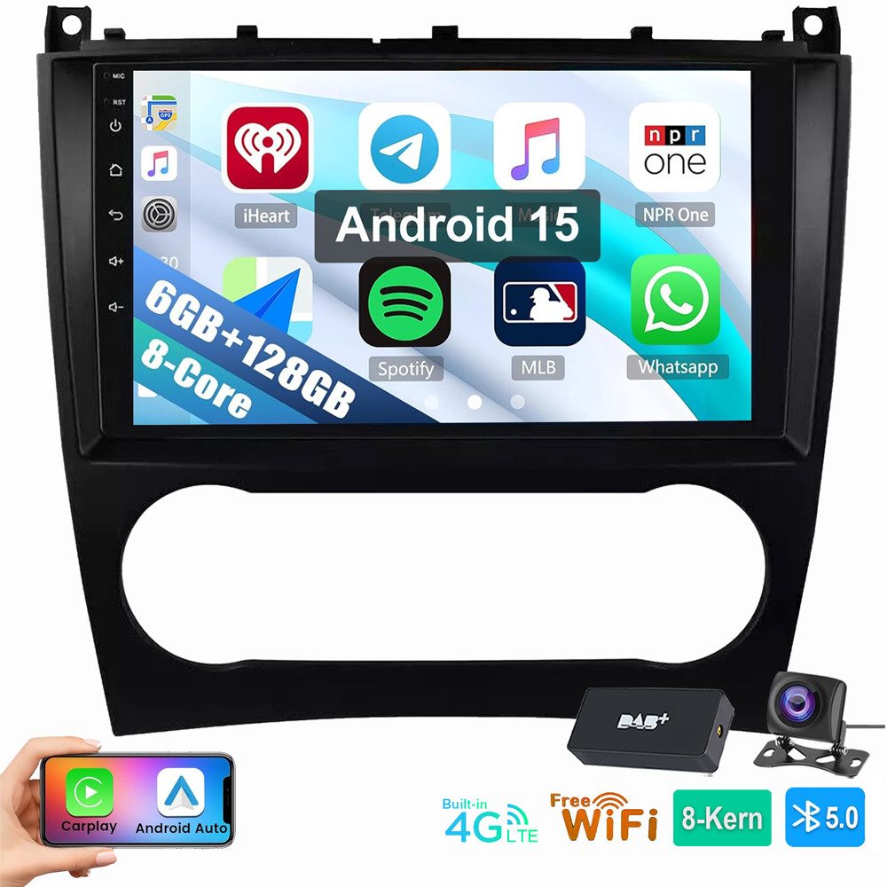 ESSGOO Für Benz C-Klasse W203 CLK C209 6+128G Carplay 4G LTE Autoradio (RDS, Digitalradio (DAB), FM, AM, Carplay Android Auto GPS Navi WIFI BT 4G LTE)