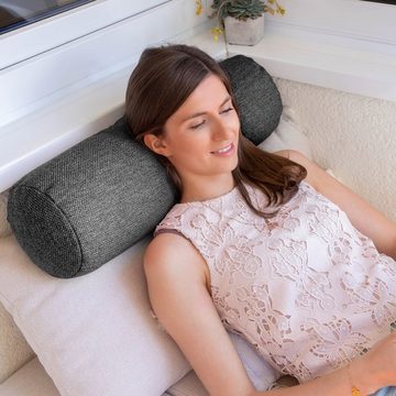 Selfitex Nackenrolle 19 x 65 cm, weich u. formstabil, langes Nackenkissen für Bett u. Couch, herausnehmbares Füllkissen, mit Reißverschluss