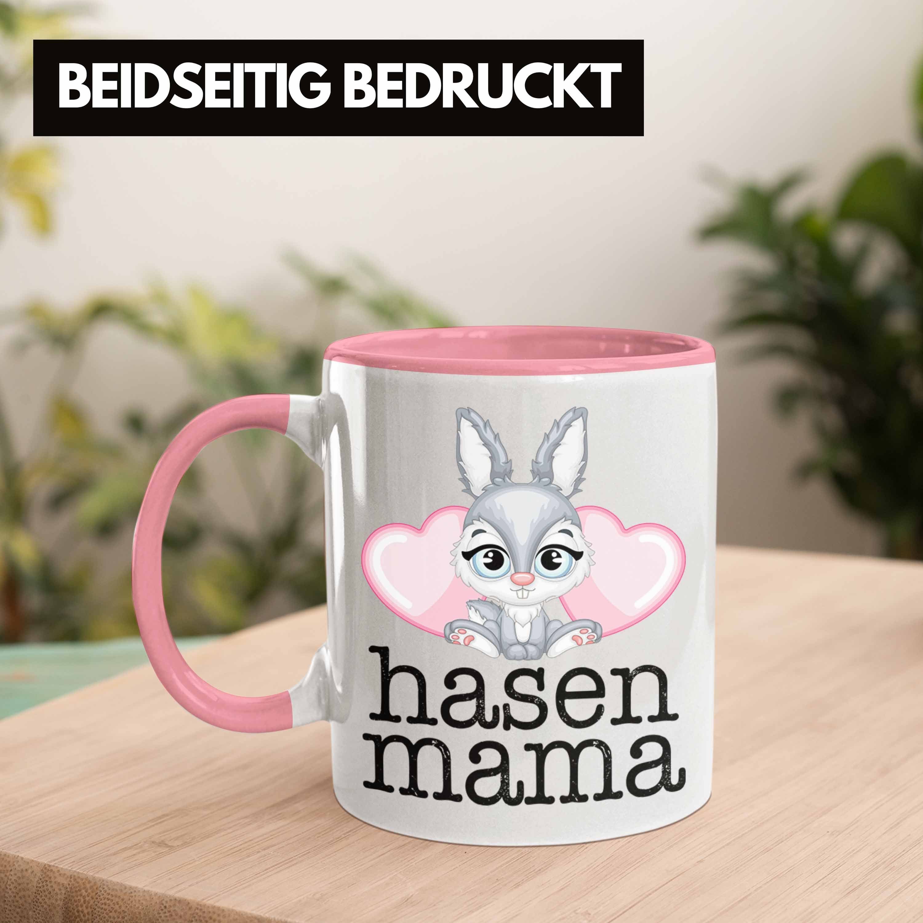 Trendation Tasse Hasen Tasse Kaninchen Geschenk Hasen Kinder Hasen-Besitzer Rosa Mama