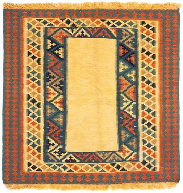 Wollteppich Kelim - Oriental quadratisch - 100 x 97 cm - beige, morgenland, quadratisch, Höhe: 6 mm, Wohnzimmer, Einzelstück