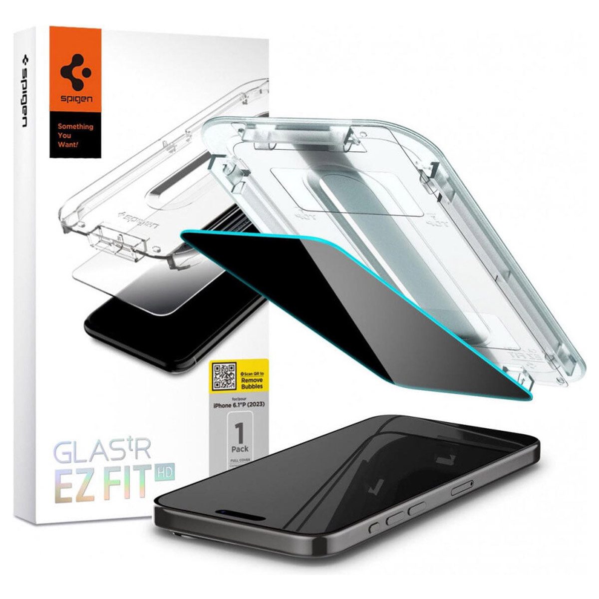 Spigen Displayschutzglas Spigen EZ Fit GLAS.tR mit Installation Tray - Privacy Glass - 1er Pack, 1 Stück